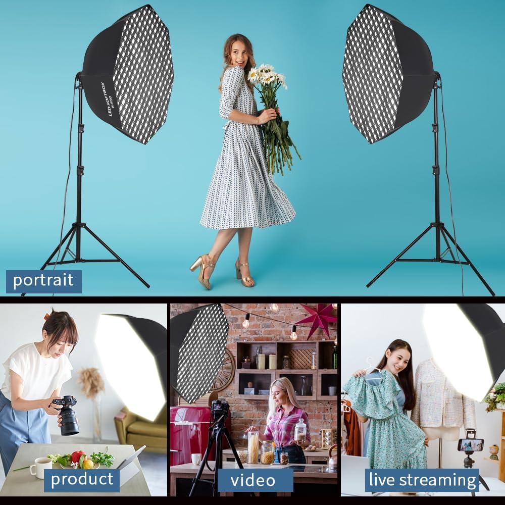 Kit de Iluminación Softbox Octagonal 95cm 110W GSKAIWEN