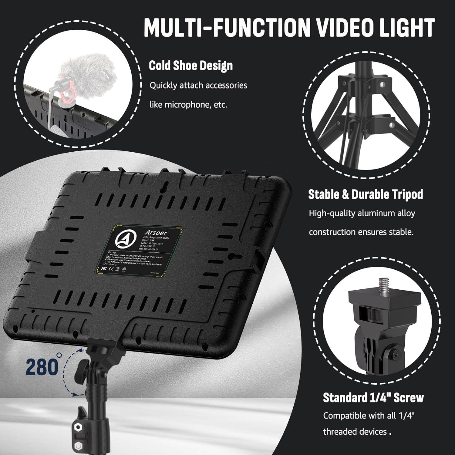 Kit de Iluminación LED Bi-Color 15W Arsoer con Trípodes 70"