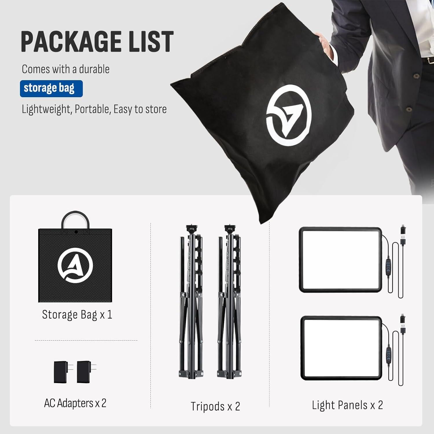 Kit de Iluminación LED Bi-Color 15W Arsoer con Trípodes 70"