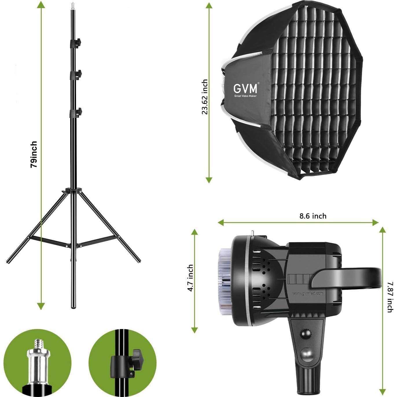Kit de Iluminación Softbox GVM 80W con Control APP 5600K