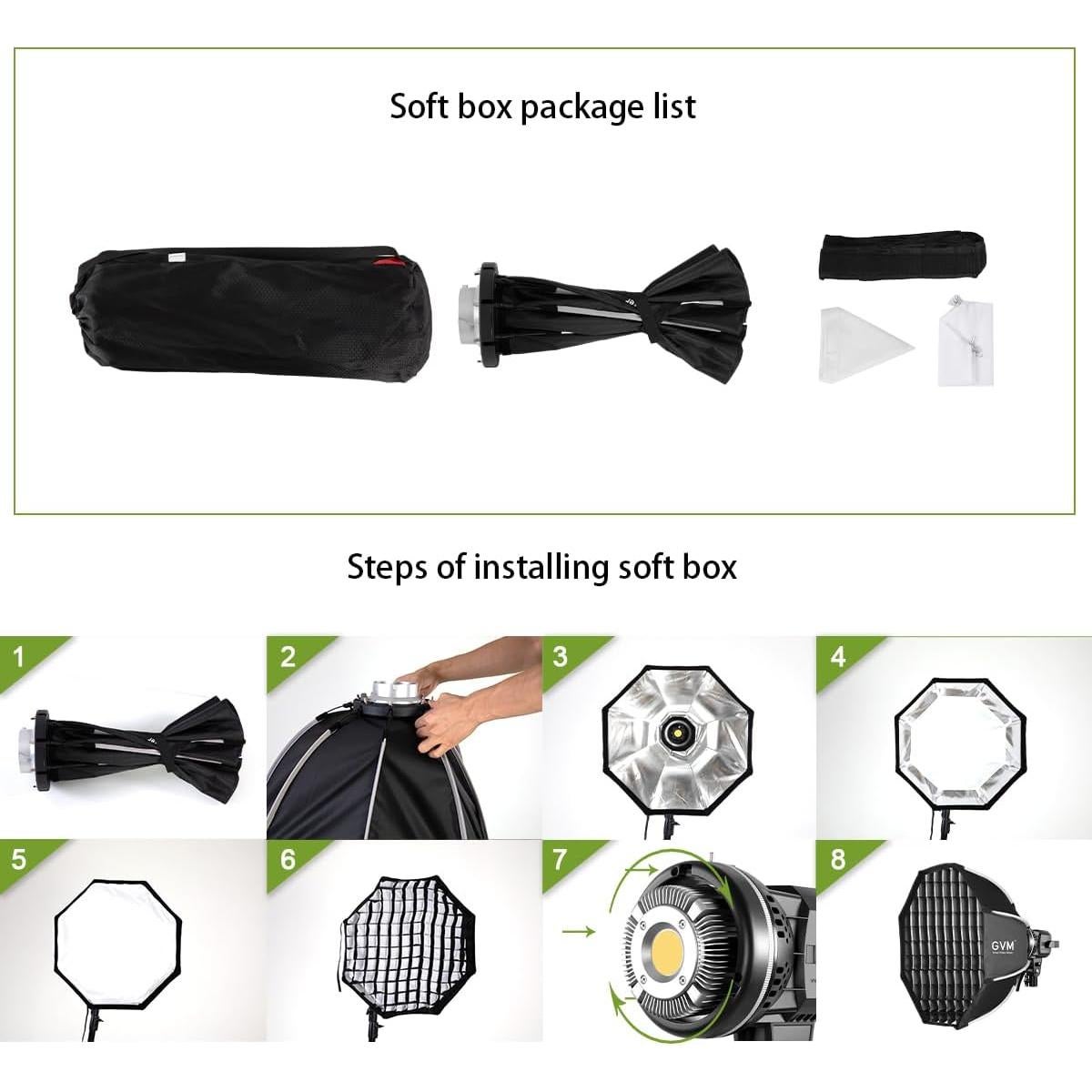 Kit de Iluminación Softbox GVM 80W con Control APP 5600K