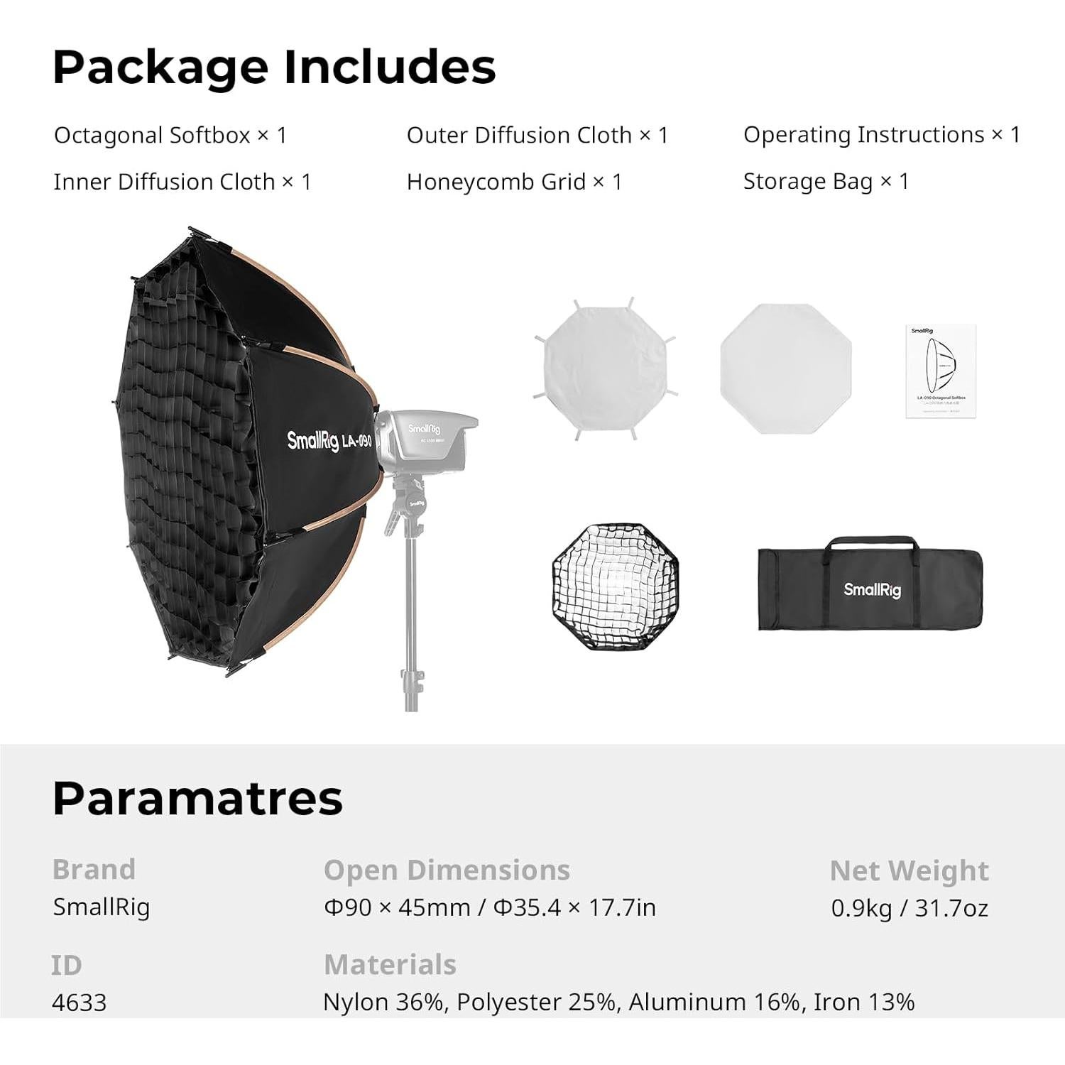 Softbox Octagonal 90cm SmallRig LA-O90 para Montaje Bowens