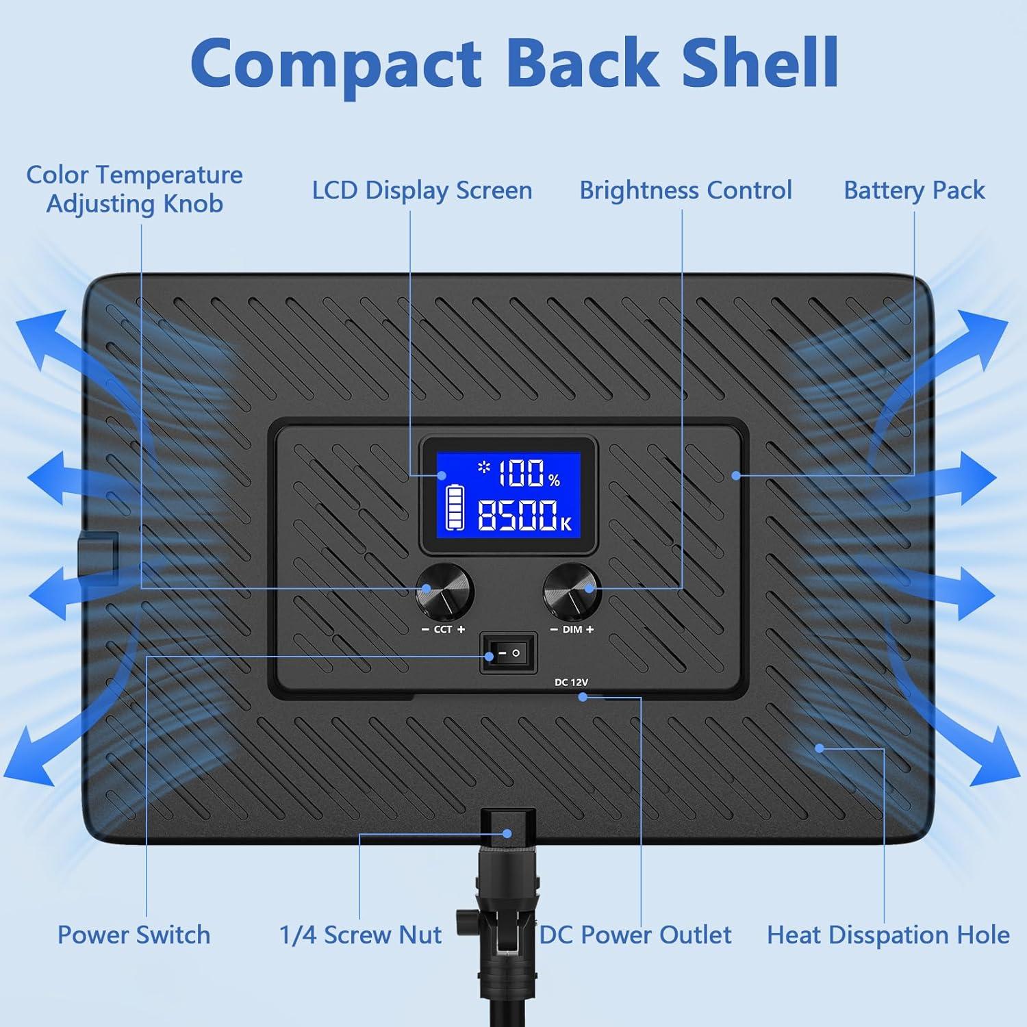 Kit de Iluminación LED Bi-Color QEUOOIY con Trípodes 160 cm