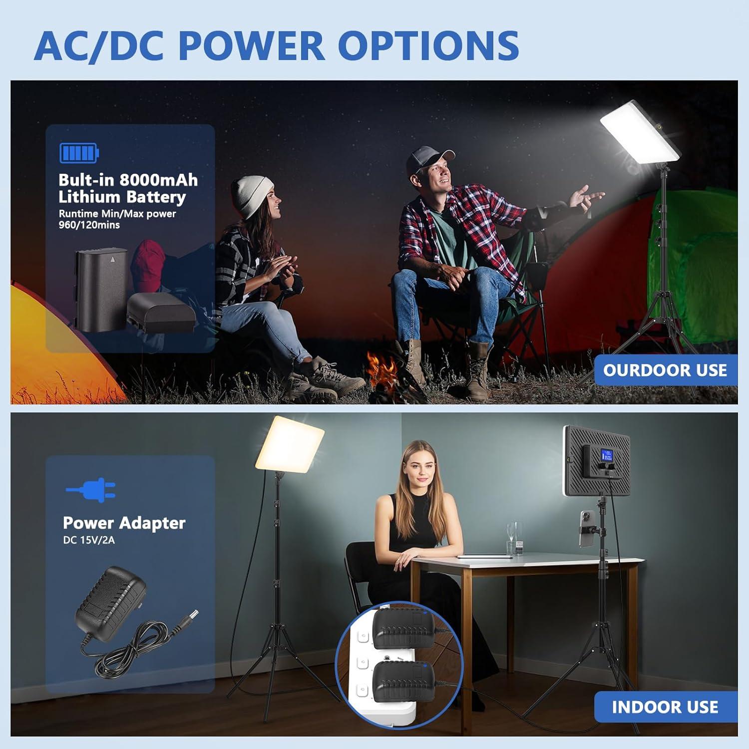 Kit de Iluminación LED Bi-Color QEUOOIY con Trípodes 160 cm