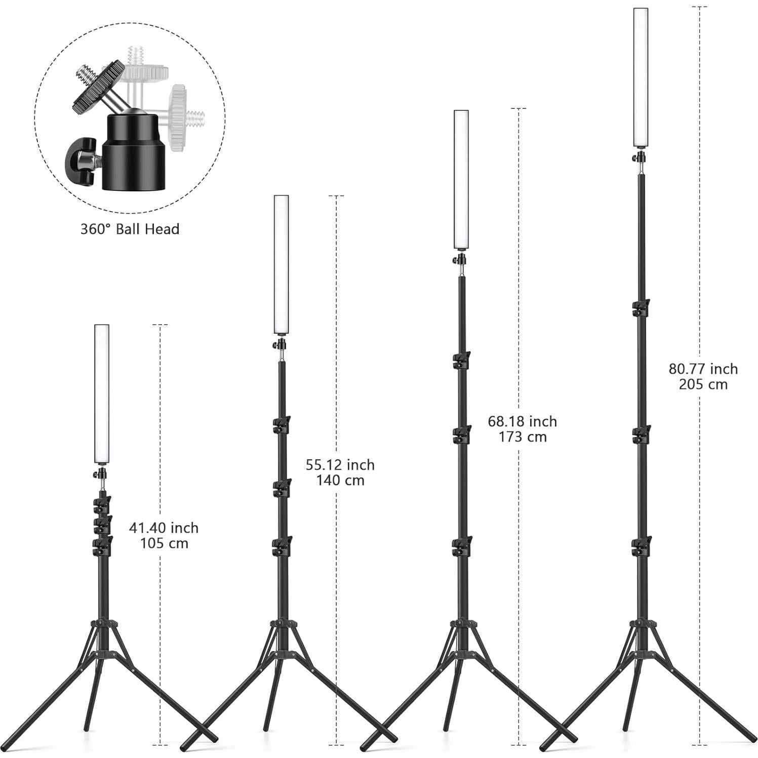 Kit de Iluminación LED Obeamiu 2 Varas con Trípode 160 cm