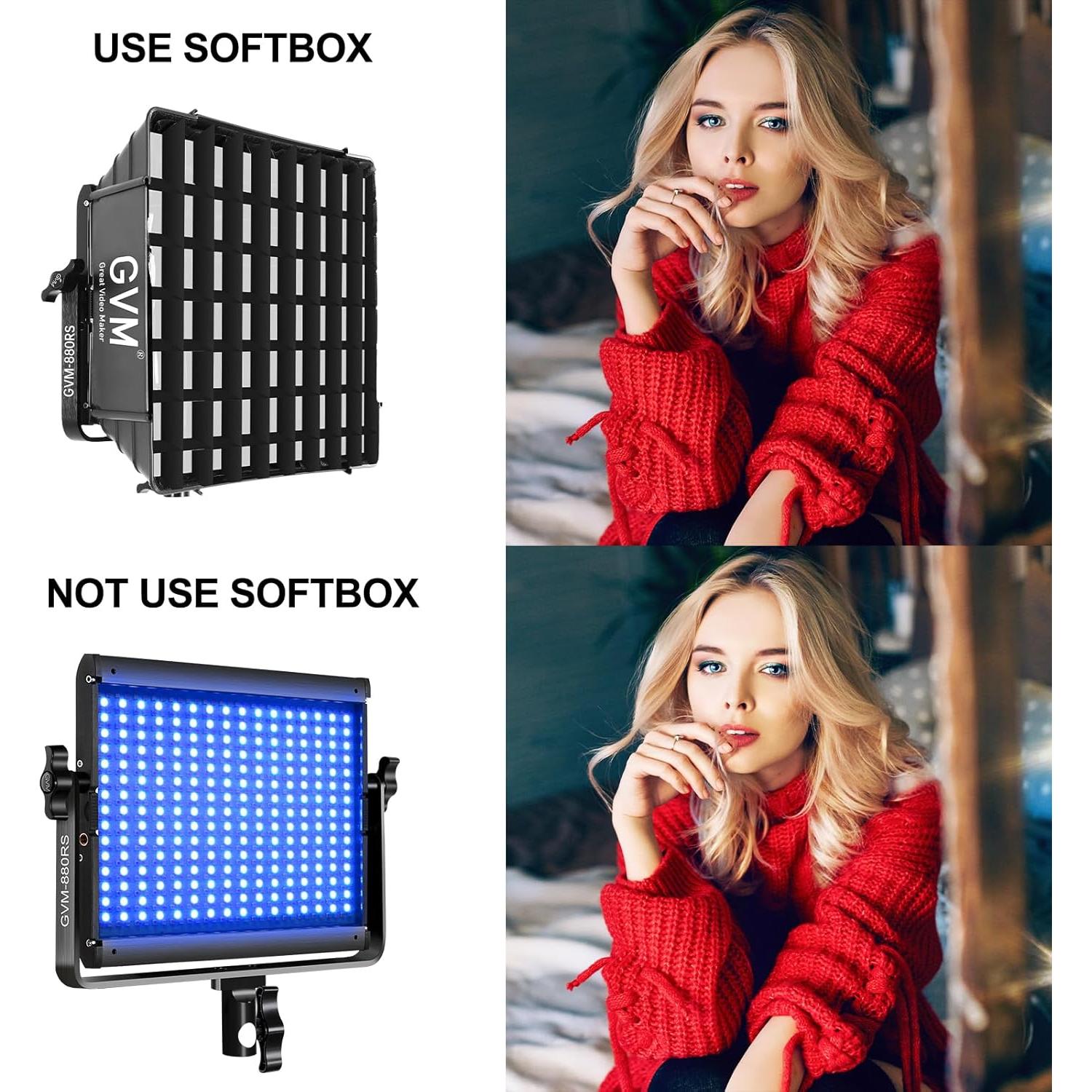 Kit de Iluminación Fotográfica GVM 880RS 60W con 3 Softboxes