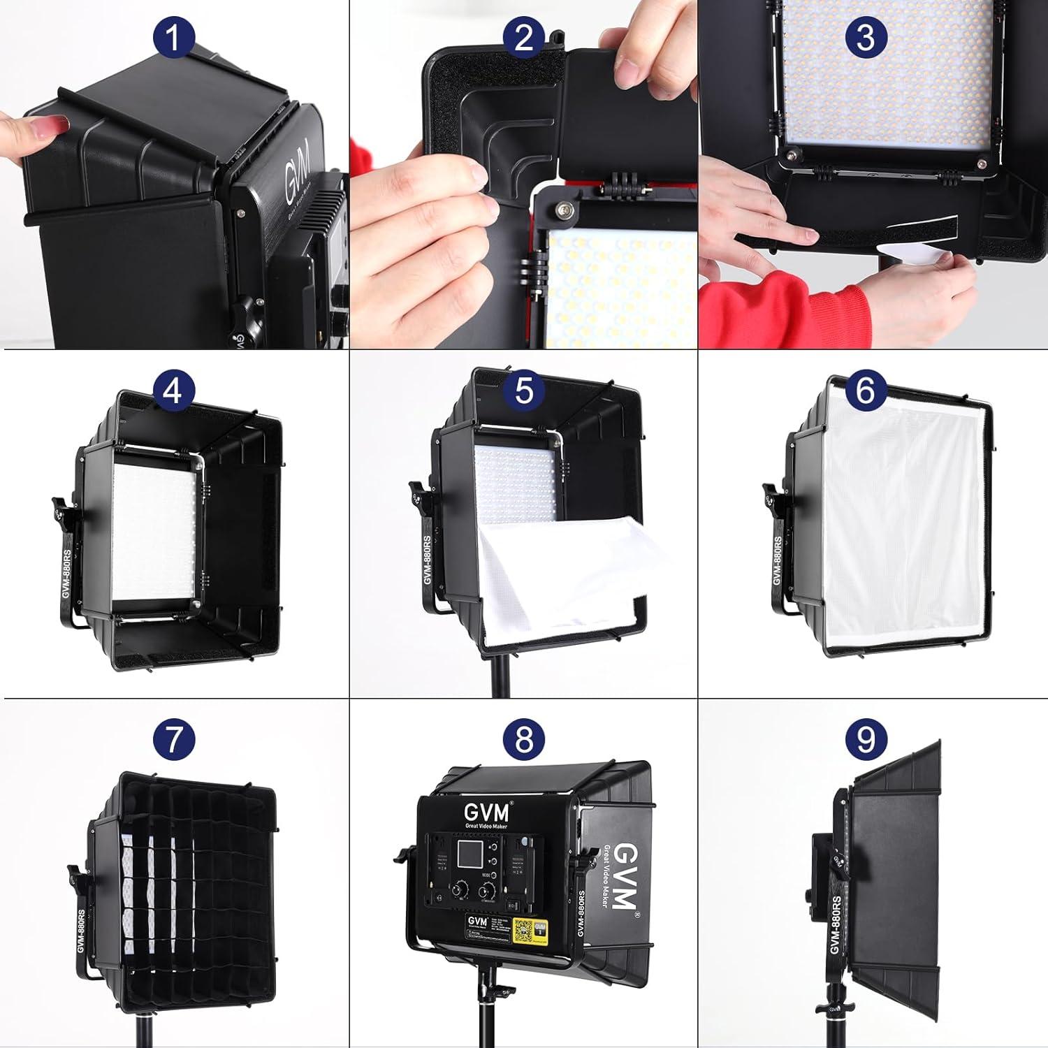 Kit de Iluminación Fotográfica GVM 880RS 60W con 3 Softboxes