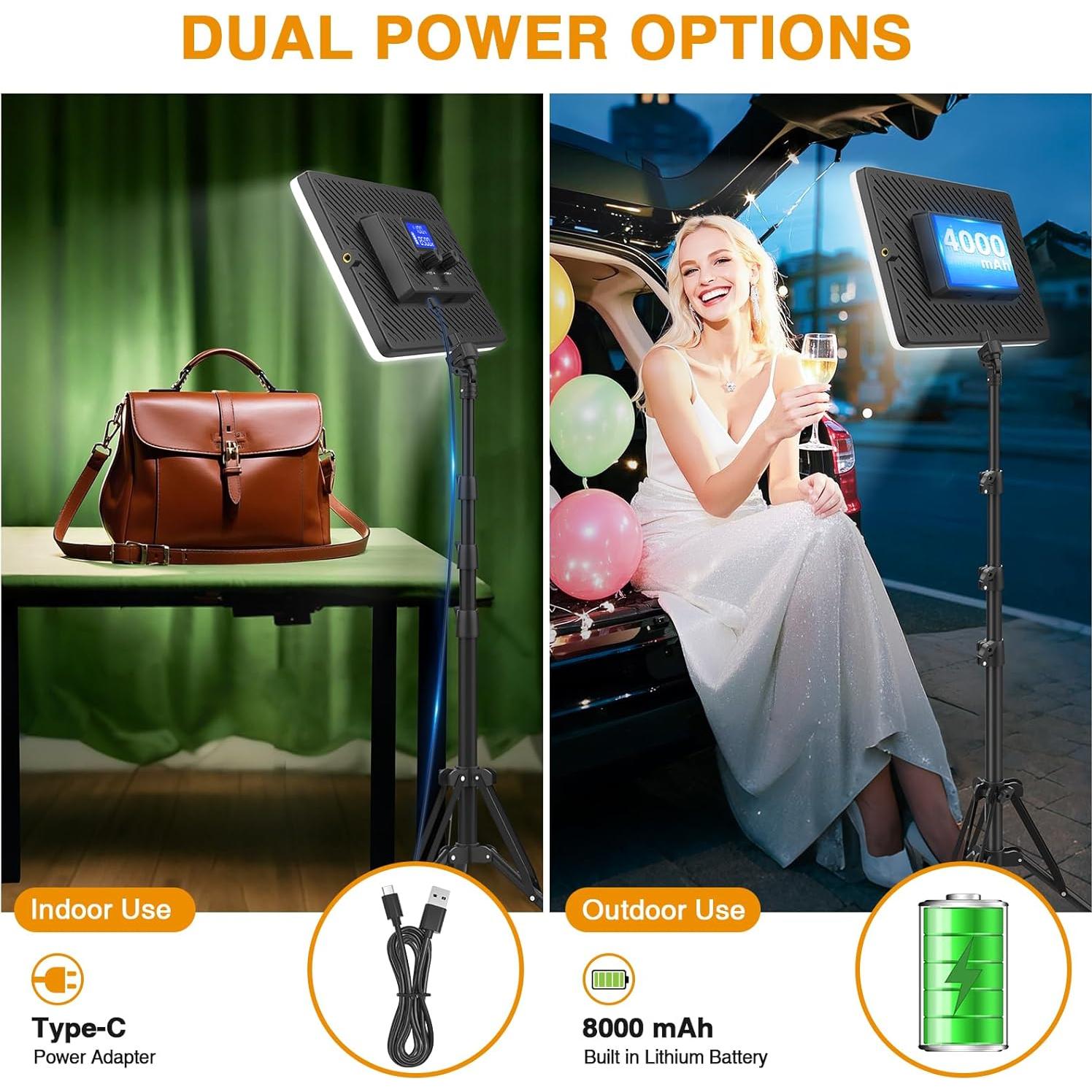 Kit de Luz LED Kmasic 2 Piezas con Soporte y Batería 8000mAh