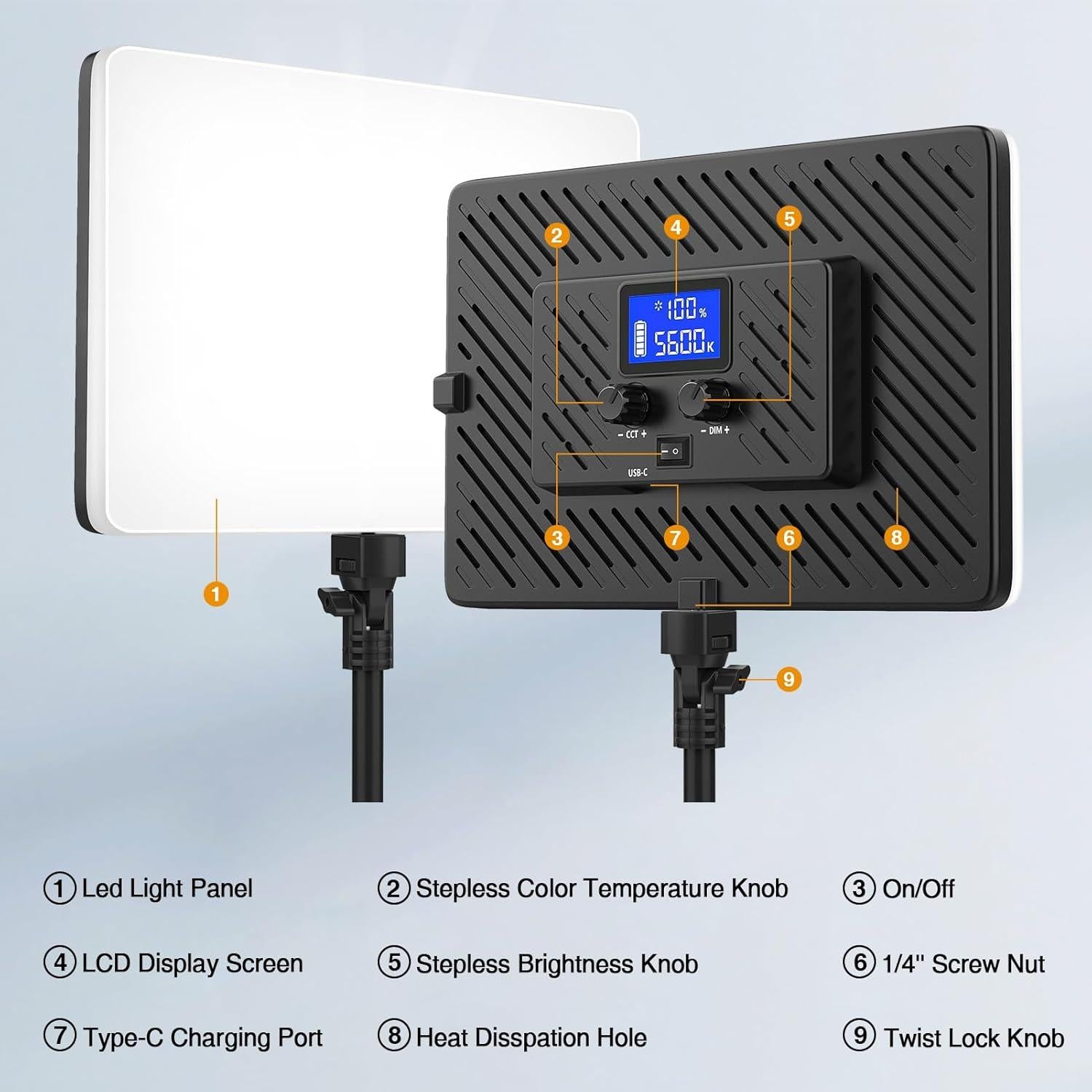 Kit de Luz LED Kmasic 2 Piezas con Soporte y Batería 8000mAh