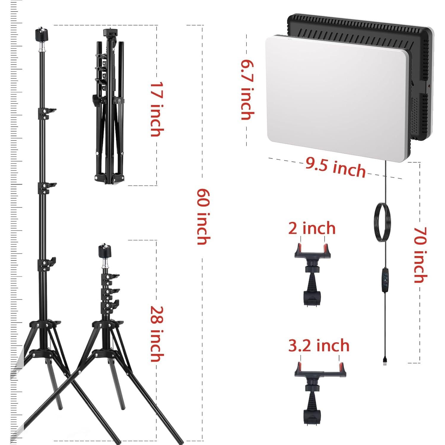 Kit de Iluminación LED Velvora USB con Trípode Ajustable 28-60"