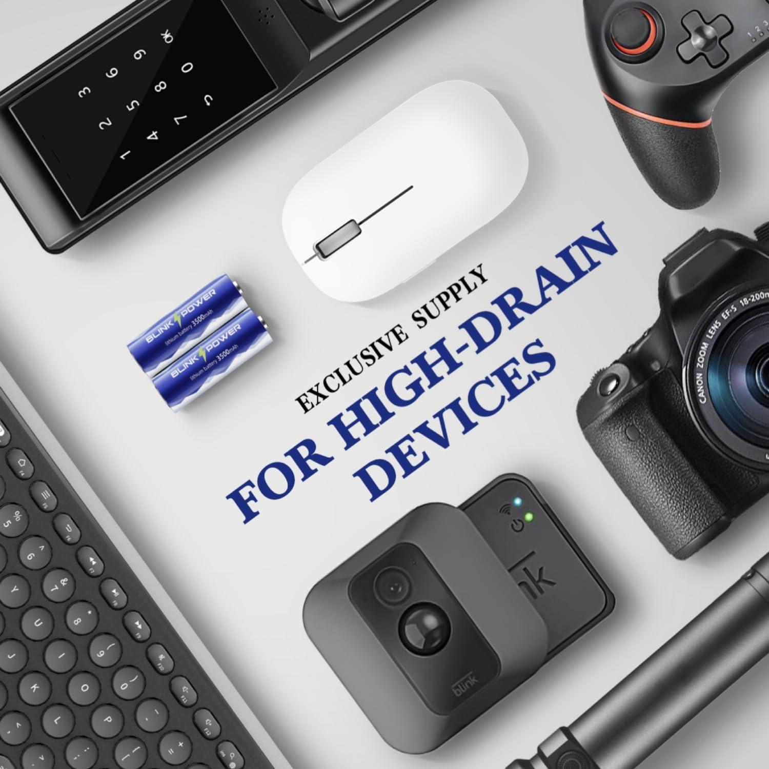 Baterías AA Blinkspower 3500mAh Paquete de 4 No Recargables