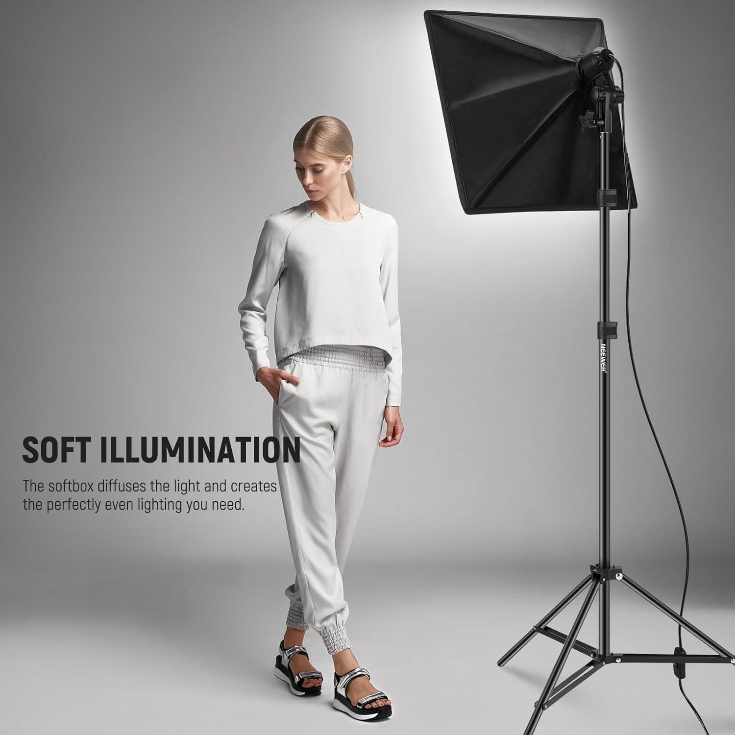 Kit de Iluminación NEEWER NK300 con Softbox 60x60cm y LED 35W
