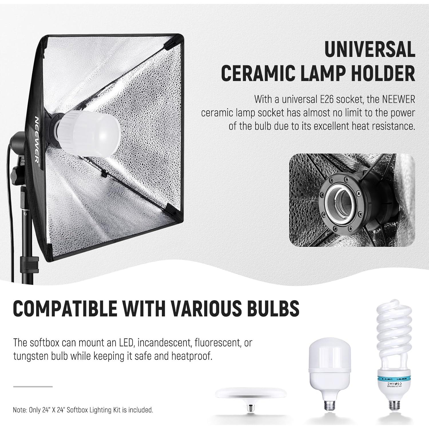 Kit de Iluminación NEEWER NK300 con Softbox 60x60cm y LED 35W