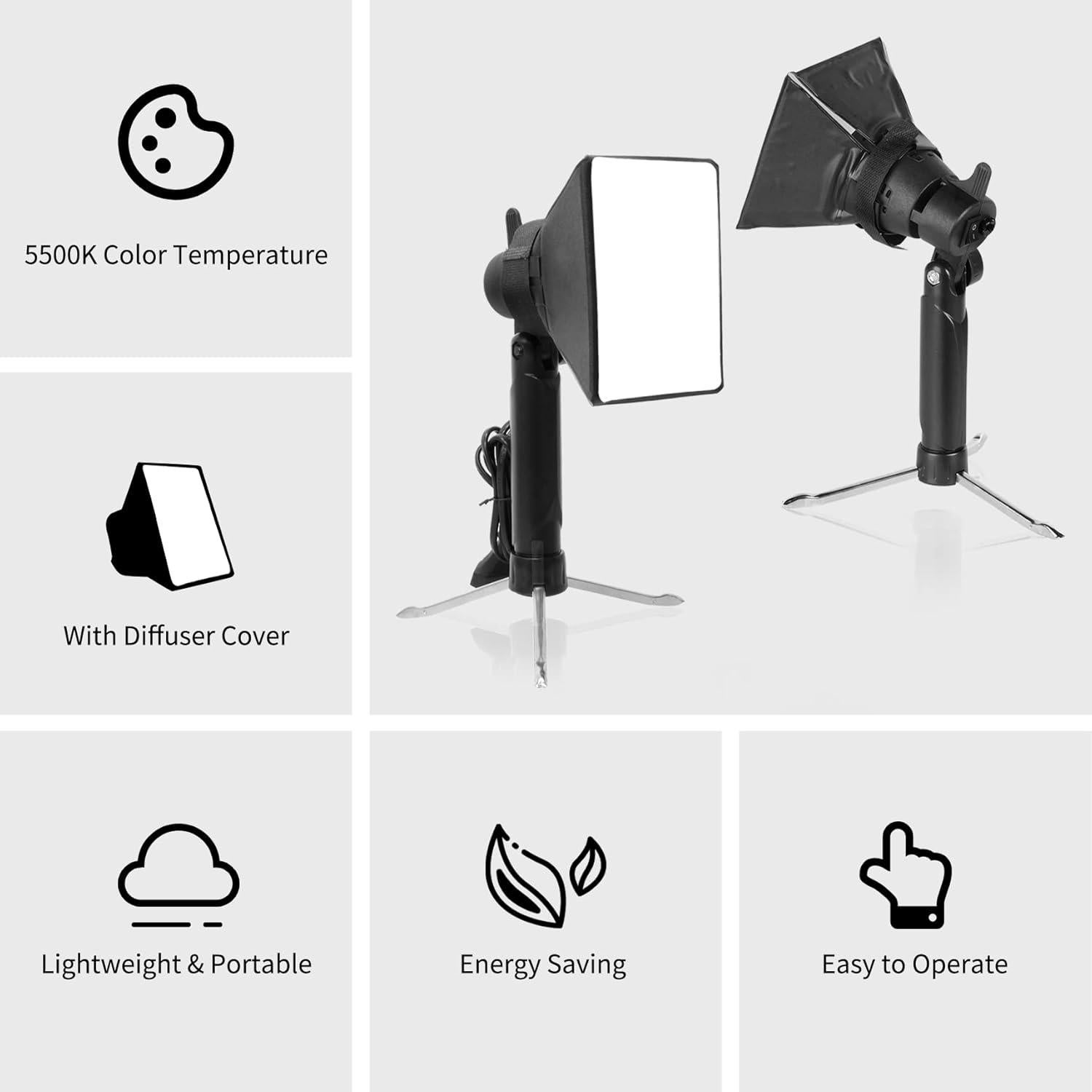 Kit de Iluminación Fotográfica Meking Mini Softbox LED 60W