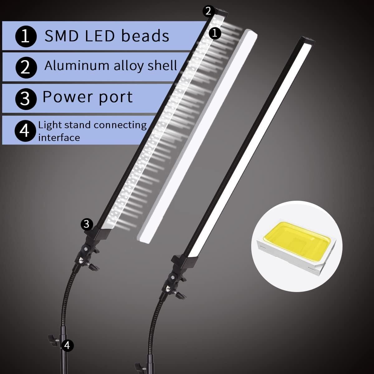 Kit de Iluminación LED GSKAIWEN para Fotografía con Soporte y Tubo Suave