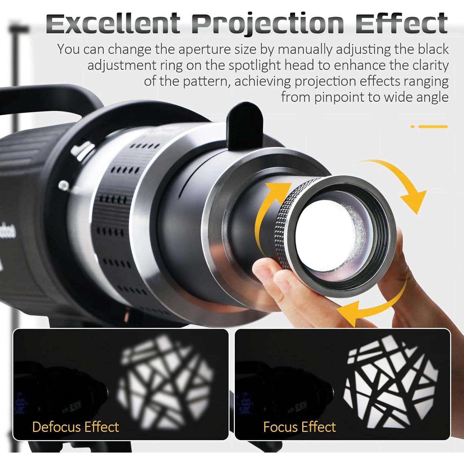 Kit Snoot Óptico Bowens NULBOFU con 34 Gobos y 5 Filtros