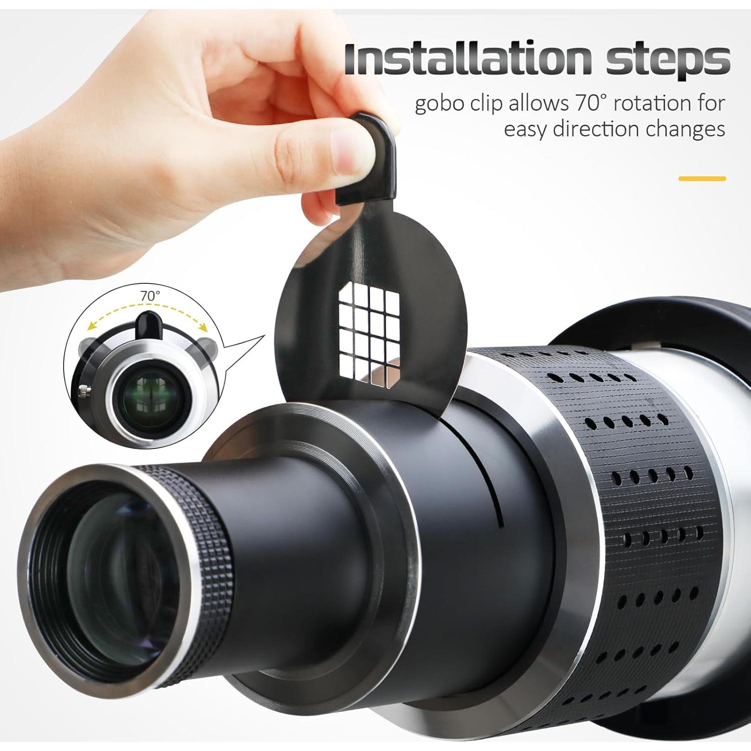 Kit Snoot Óptico Bowens NULBOFU con 34 Gobos y 5 Filtros