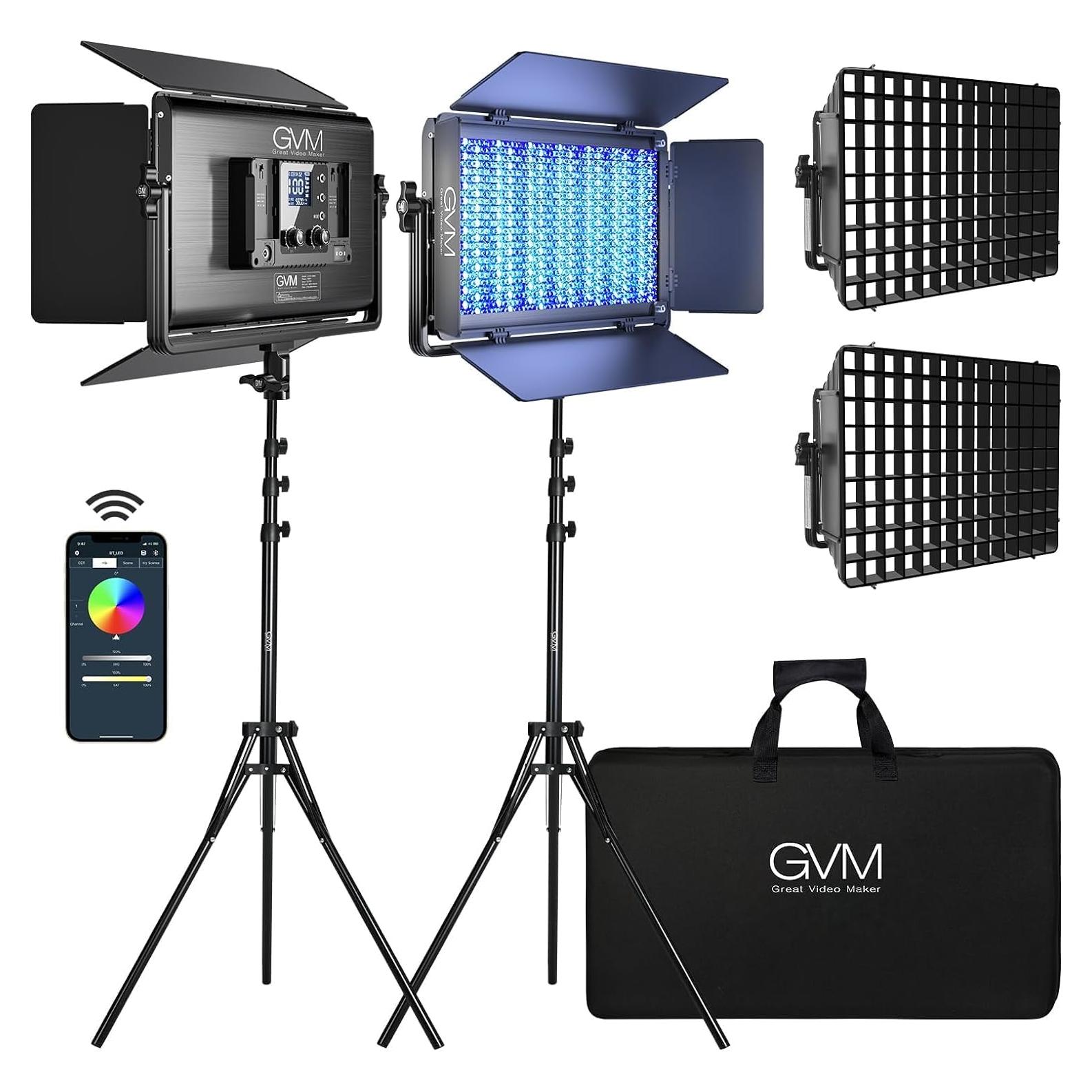 GVM 1500D Kit de Iluminación LED RGB 75W con Softbox