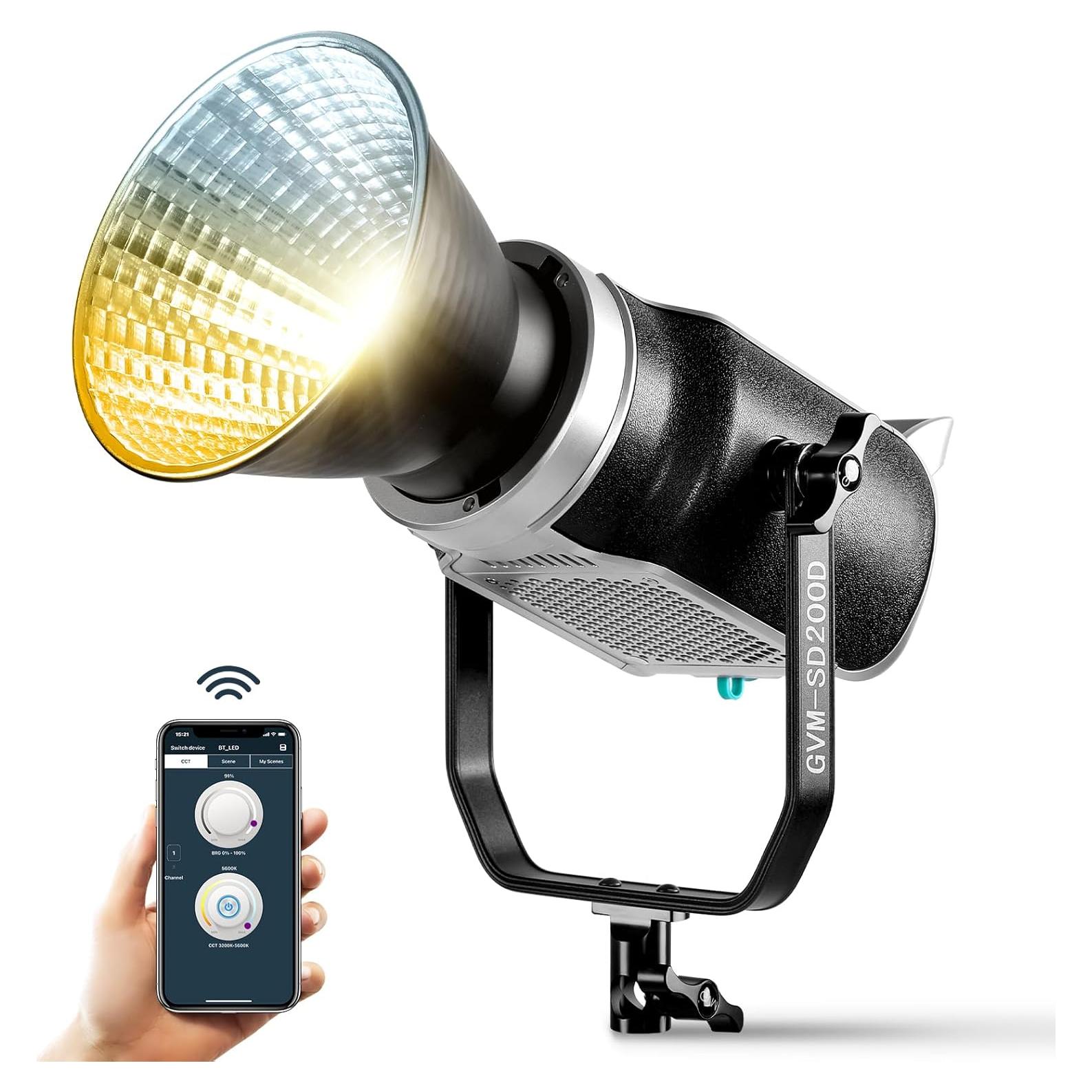GVM 200W LED Video Light with Lantern Softbox, SD200D Photography Studio Lighting Kit with Bluetooth/DMX Control, 93000lux@0.5m 3200K-5600K Bi-Color Continuous Output Lighting for YouTube (SD200D)