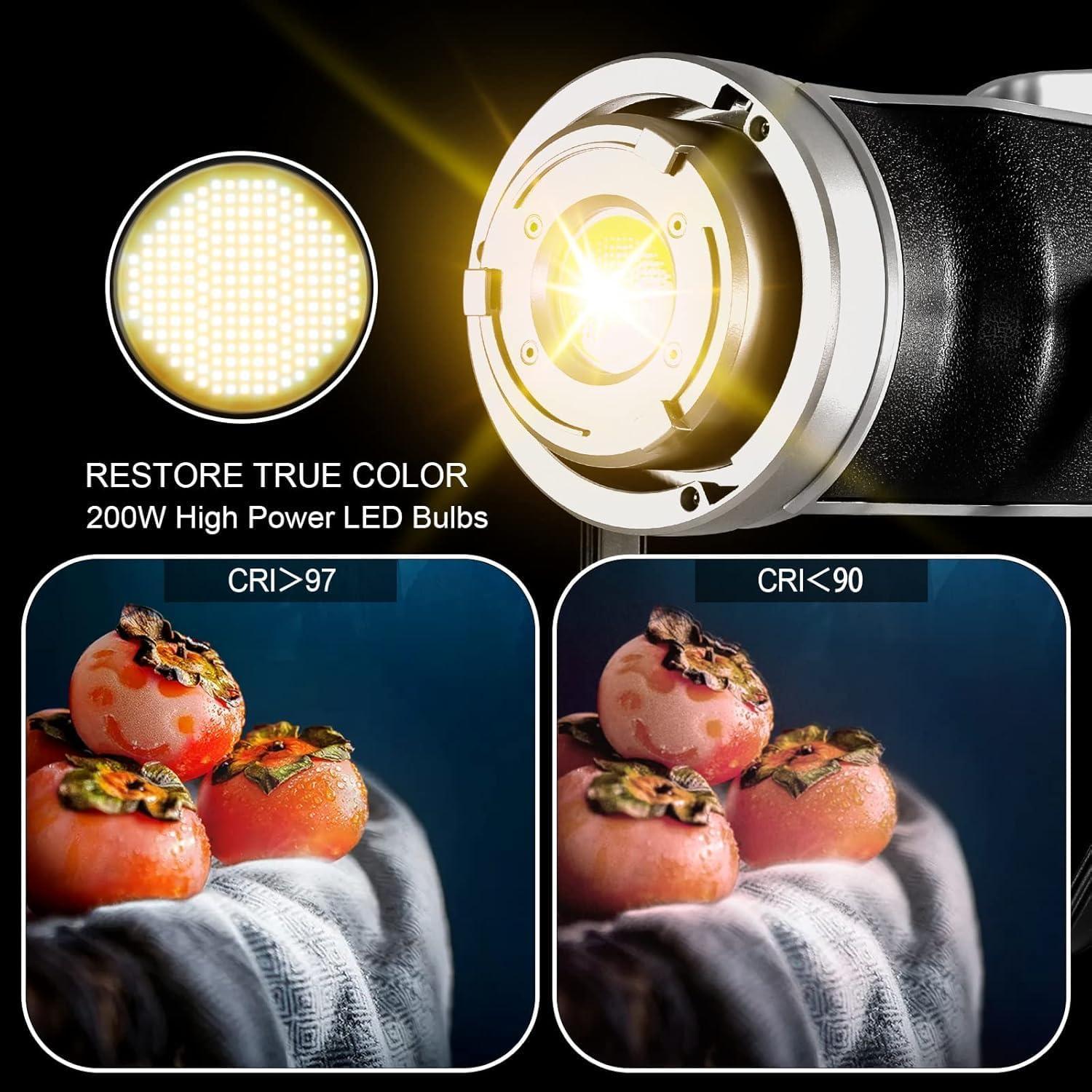 GVM 200W LED Video Light with Lantern Softbox, SD200D Photography Studio Lighting Kit with Bluetooth/DMX Control, 93000lux@0.5m 3200K-5600K Bi-Color Continuous Output Lighting for YouTube (SD200D)