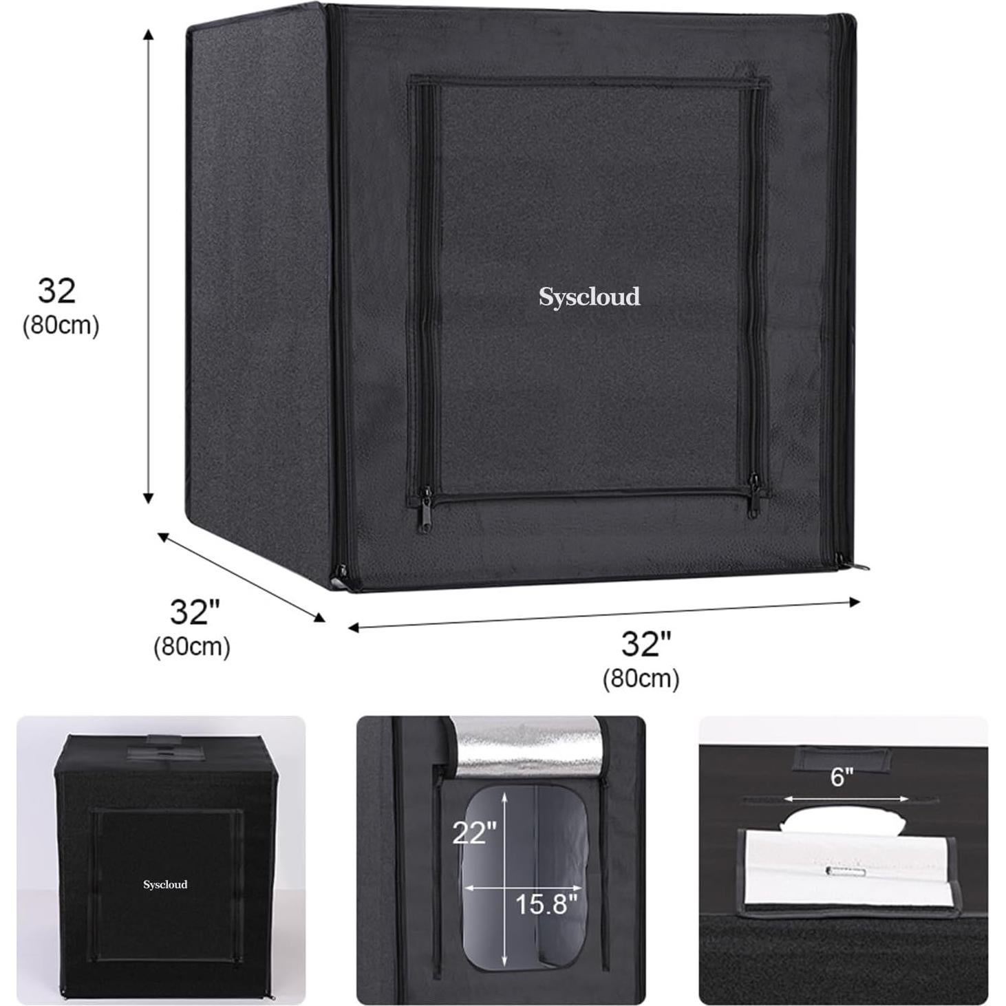 Caja de Luz de Estudio Fotográfico SYSCLOUD 81cm LED Dimmable