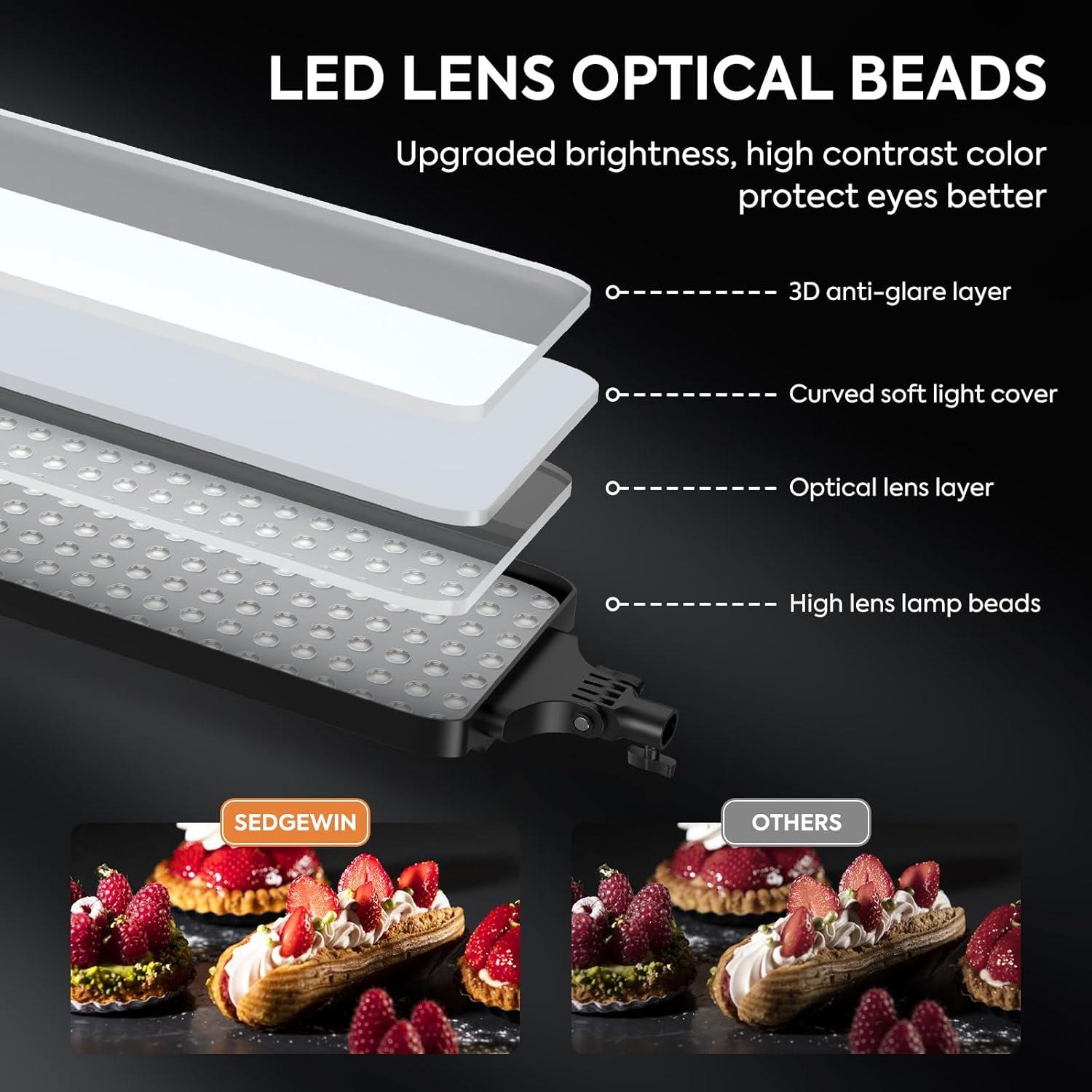 Kit de Iluminación Fotográfica LED SEDGEWIN 36W Regulable 2500-7500K