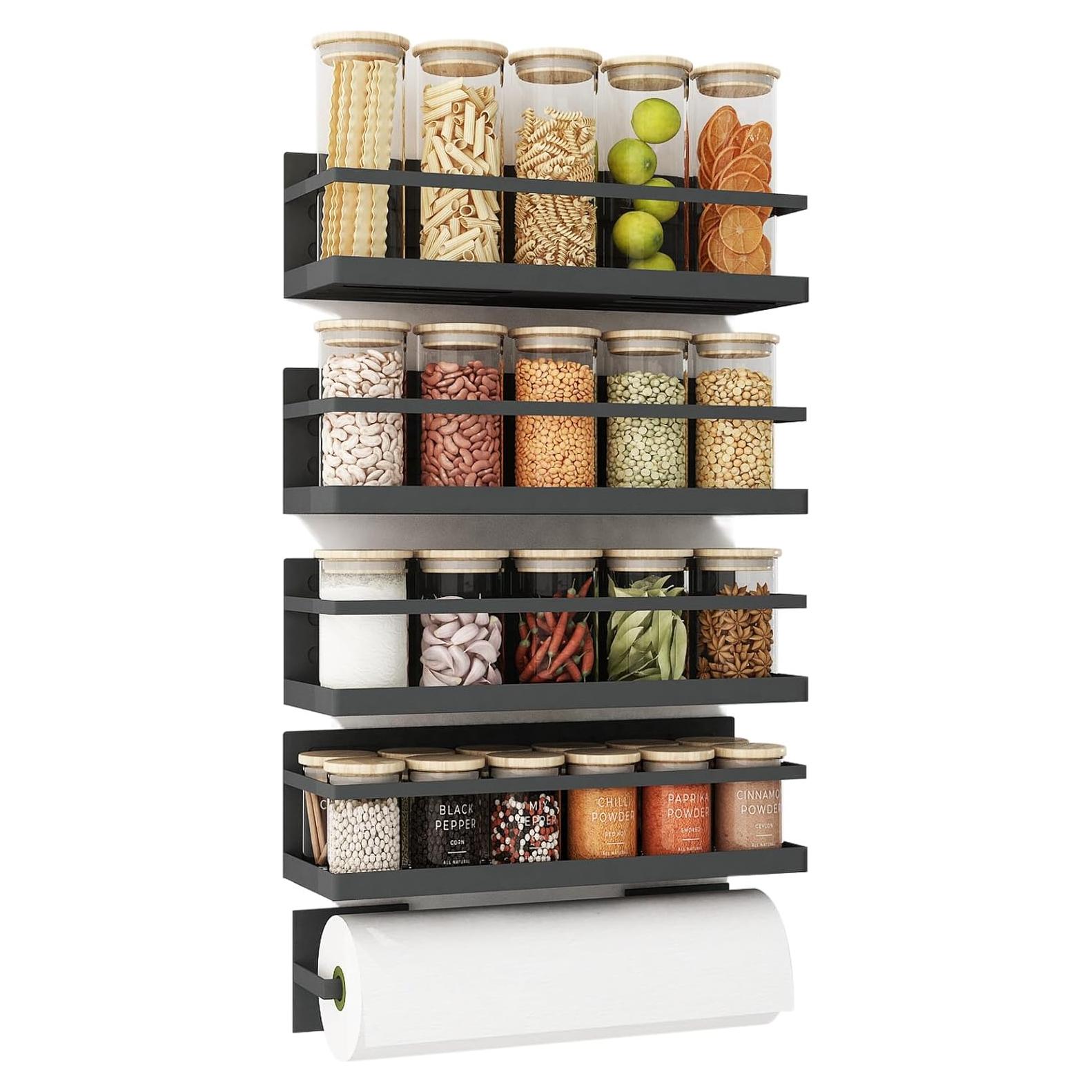 Estante Magnético para Especias Roysili 4 Piezas Negro