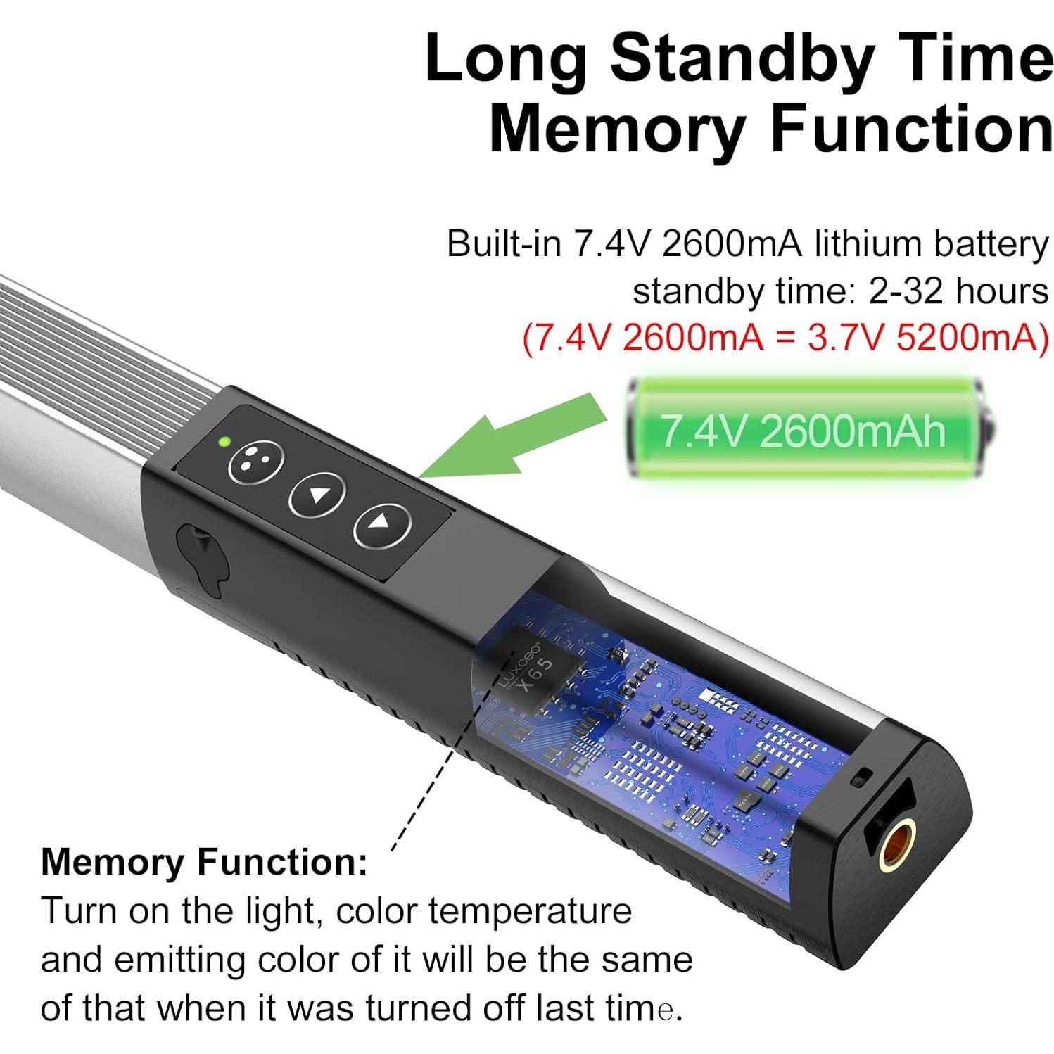 2 Pack RGB LED Video Light Wand Stick, LUXCEO Photography Studio Lighting Kits with 29" to 81" Tripod & Remote Control, Dimmable Photography Light Wand 36 Colors 3000K-6000K