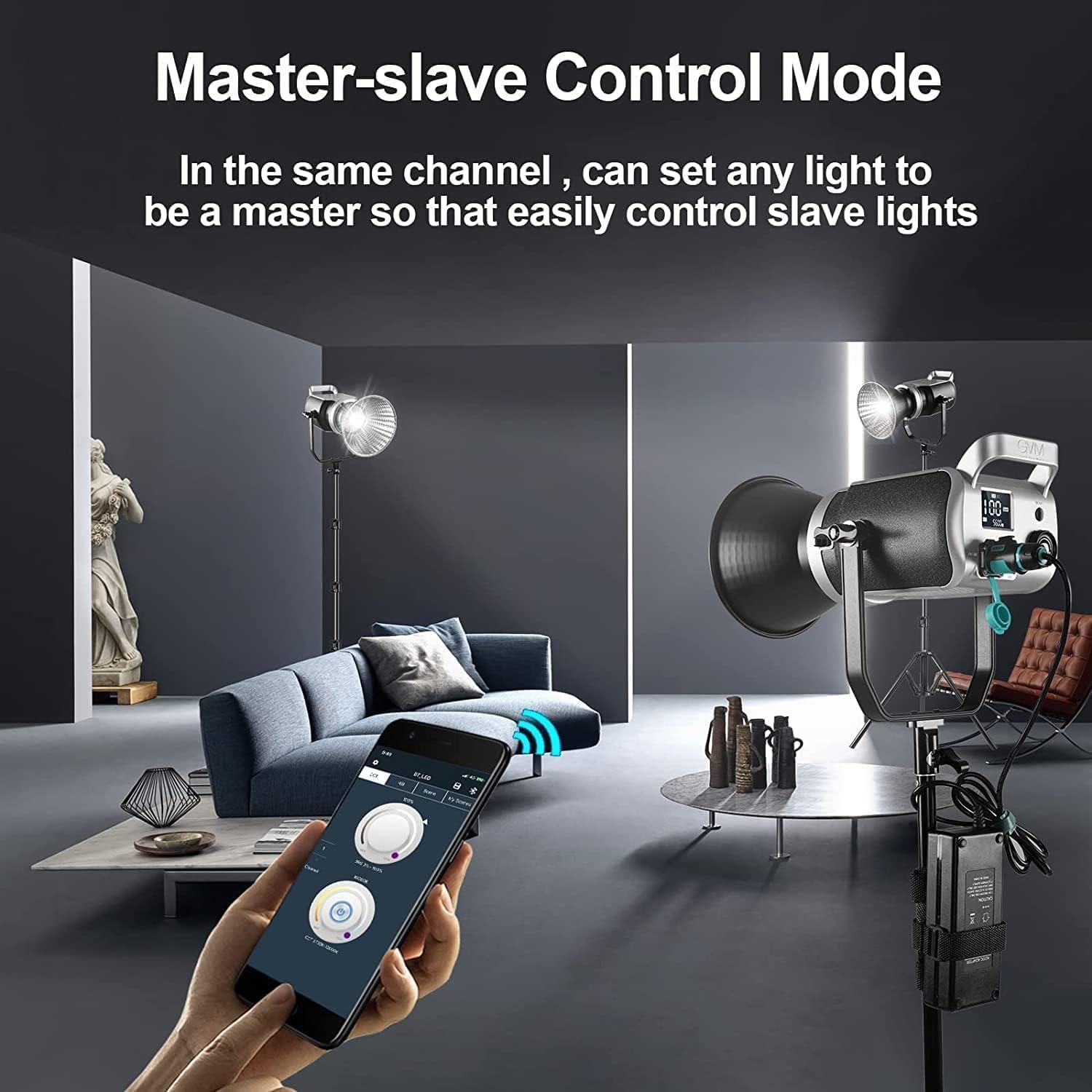 GVM 200W LED Video Light with Softbox, SD200D Photography Studio Lighting Kit with Bluetooth/DMX Control, 93000lux@0.5m 3200K-5600K Bi-Color Continuous Output Lighting for YouTube, Video, Filming
