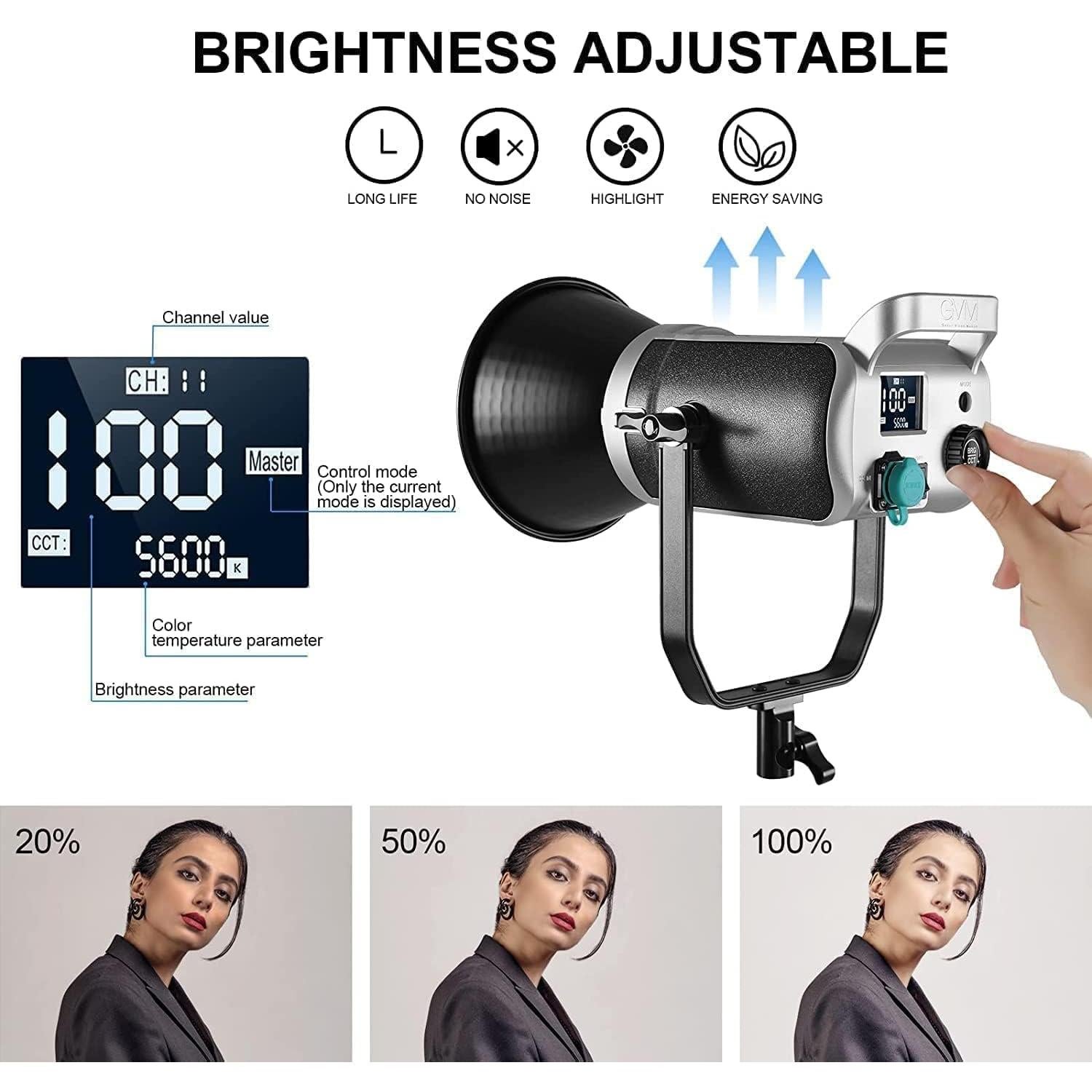 GVM 200W LED Video Light with Softbox, SD200D Photography Studio Lighting Kit with Bluetooth/DMX Control, 93000lux@0.5m 3200K-5600K Bi-Color Continuous Output Lighting for YouTube, Video, Filming