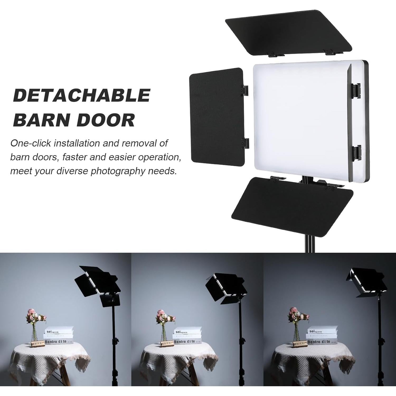 2Pack LED Panel Video Light with Barn Door, 12.6in Bi Color 280 LED Bead 2400Lux 2500-6500K CRI 96+ Photography Video Lighting for Video Recording/Filming/Photoshoot Shooting/Live Streaming/YouTube