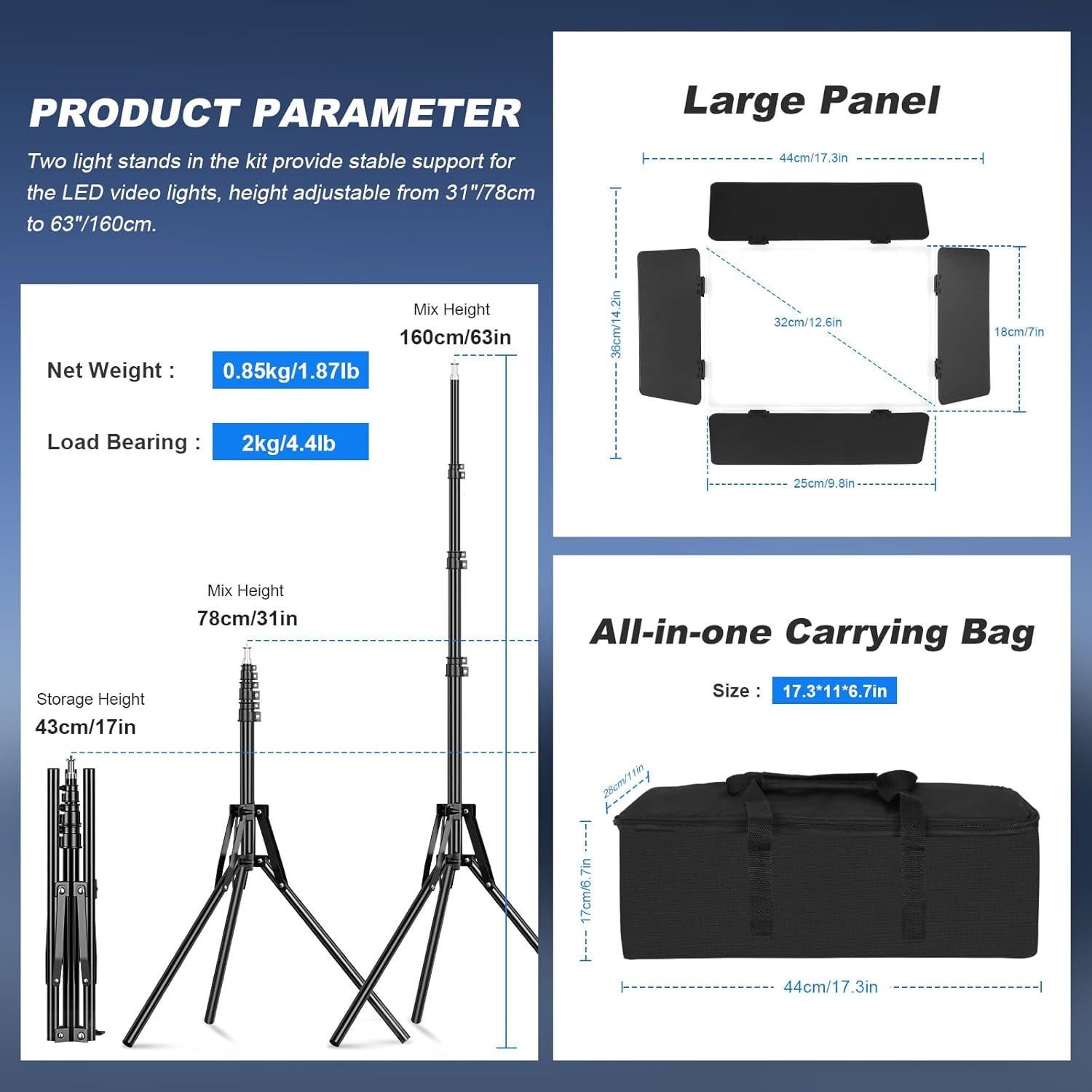 2Pack LED Panel Video Light with Barn Door, 12.6in Bi Color 280 LED Bead 2400Lux 2500-6500K CRI 96+ Photography Video Lighting for Video Recording/Filming/Photoshoot Shooting/Live Streaming/YouTube