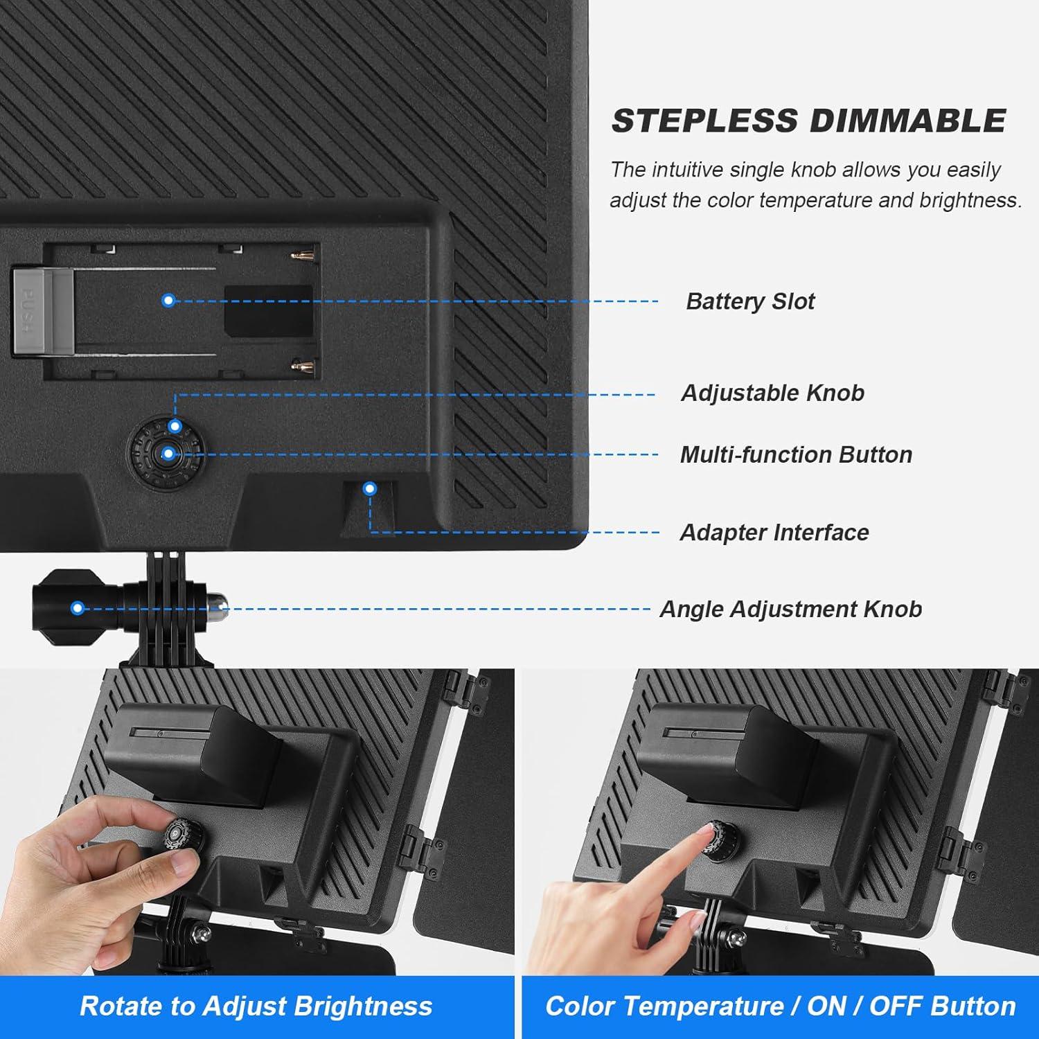 2Pack LED Panel Video Light with Barn Door, 12.6in Bi Color 280 LED Bead 2400Lux 2500-6500K CRI 96+ Photography Video Lighting for Video Recording/Filming/Photoshoot Shooting/Live Streaming/YouTube