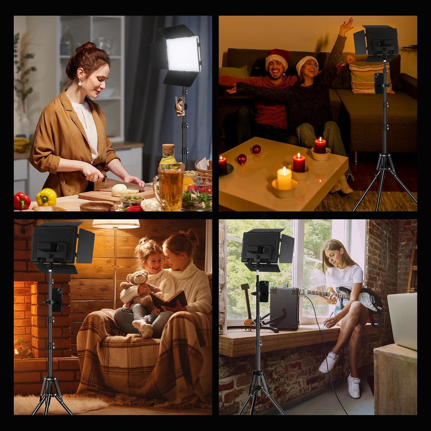 2Pack LED Panel Video Light with Barn Door, 12.6in Bi Color 280 LED Bead 2400Lux 2500-6500K CRI 96+ Photography Video Lighting for Video Recording/Filming/Photoshoot Shooting/Live Streaming/YouTube