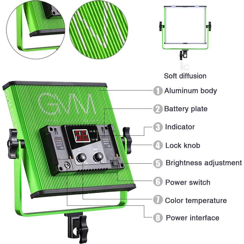 GVM Video Lighting Kit with APP Control, Bi-Color 3200-5600K Led Light Panel for Photography Video Lighting Studio Interview Portrait, CRI/TLCI 97+ High Brightness Video Light, 528 LED Beads