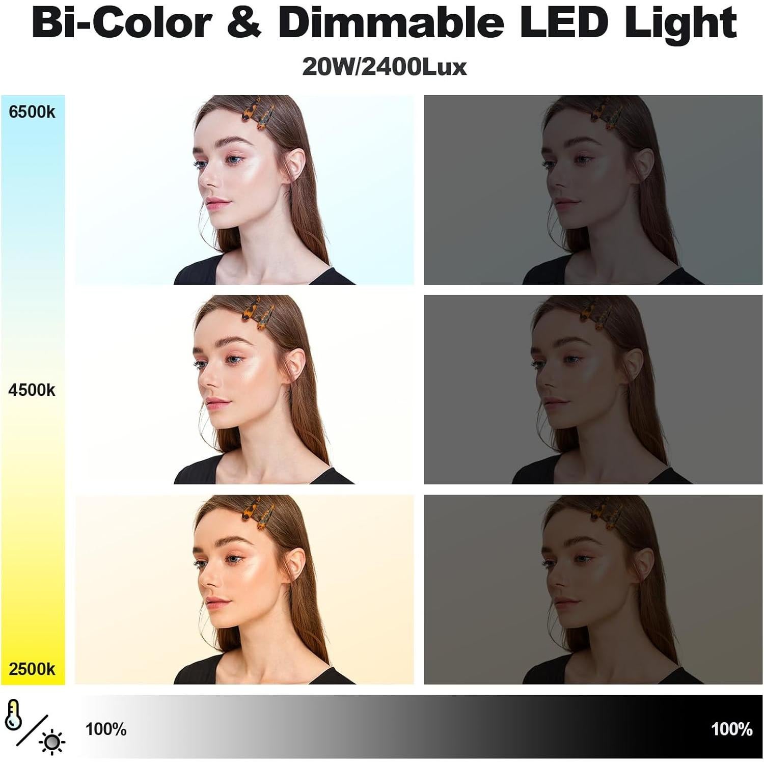 Pixel P30 LED Video Light Kit, 2-Pack Bi-Color Studio Light, 2500-6500K Dimmable Photography Lights, Panel Light with Gooseneck Tubes for Game Streaming/Film/Video Recording
