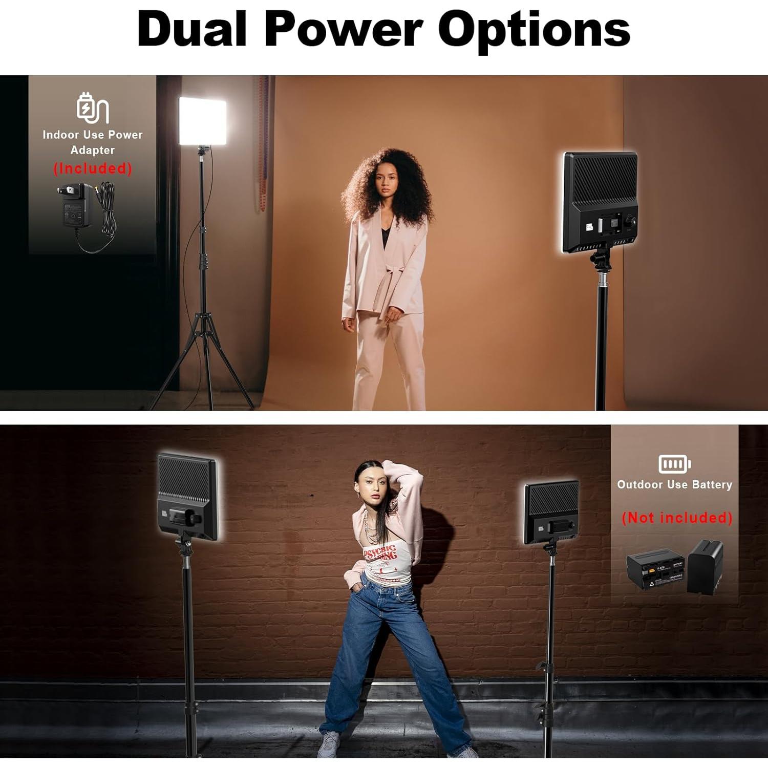 Pixel P30 LED Video Light Kit, 2-Pack Bi-Color Studio Light, 2500-6500K Dimmable Photography Lights, Panel Light with Gooseneck Tubes for Game Streaming/Film/Video Recording