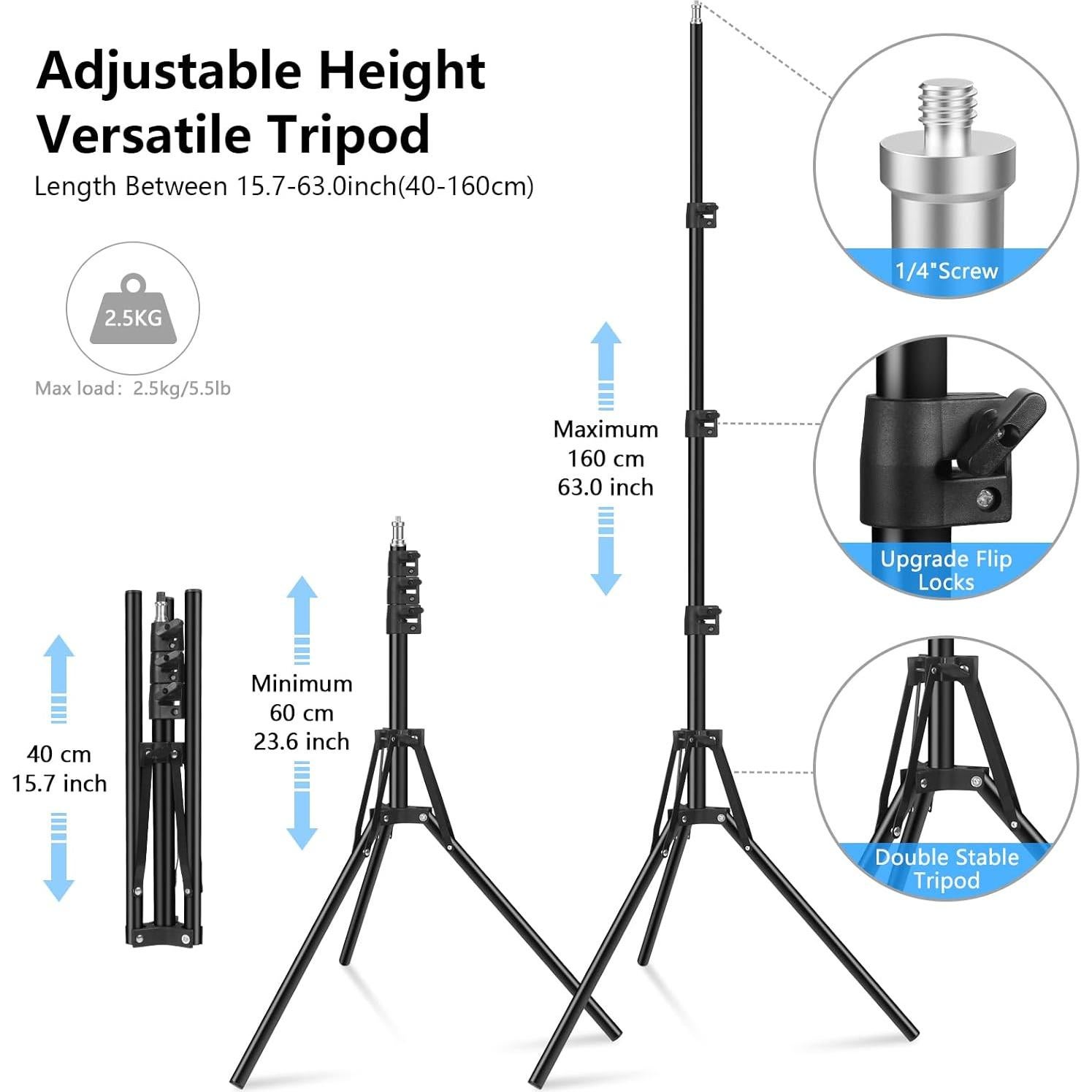 Kit de Iluminación LED RGB QEUOOIY con Soporte Ajustable 1.6M