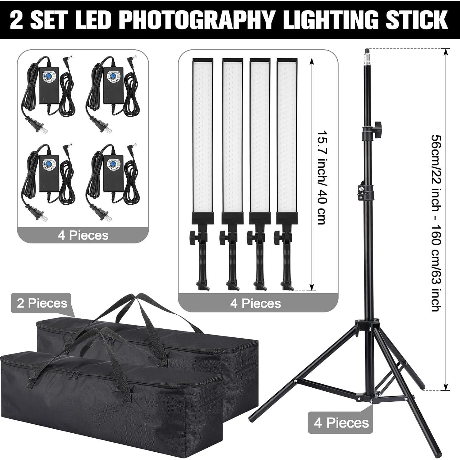 Kit de Iluminación LED Xuhal para Fotografía 4 Piezas 5500K