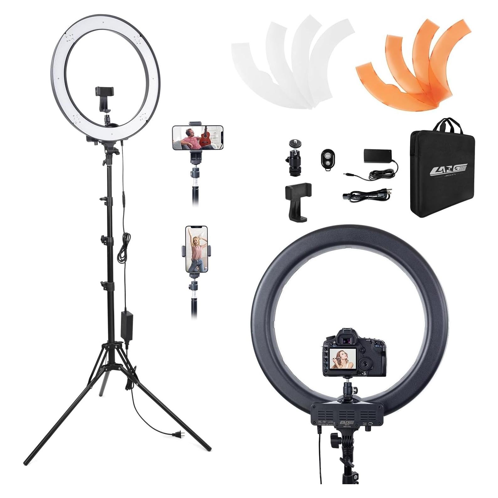 Kit de Luz de Anillo LED 45cm 55W 5500K con Soporte 180cm