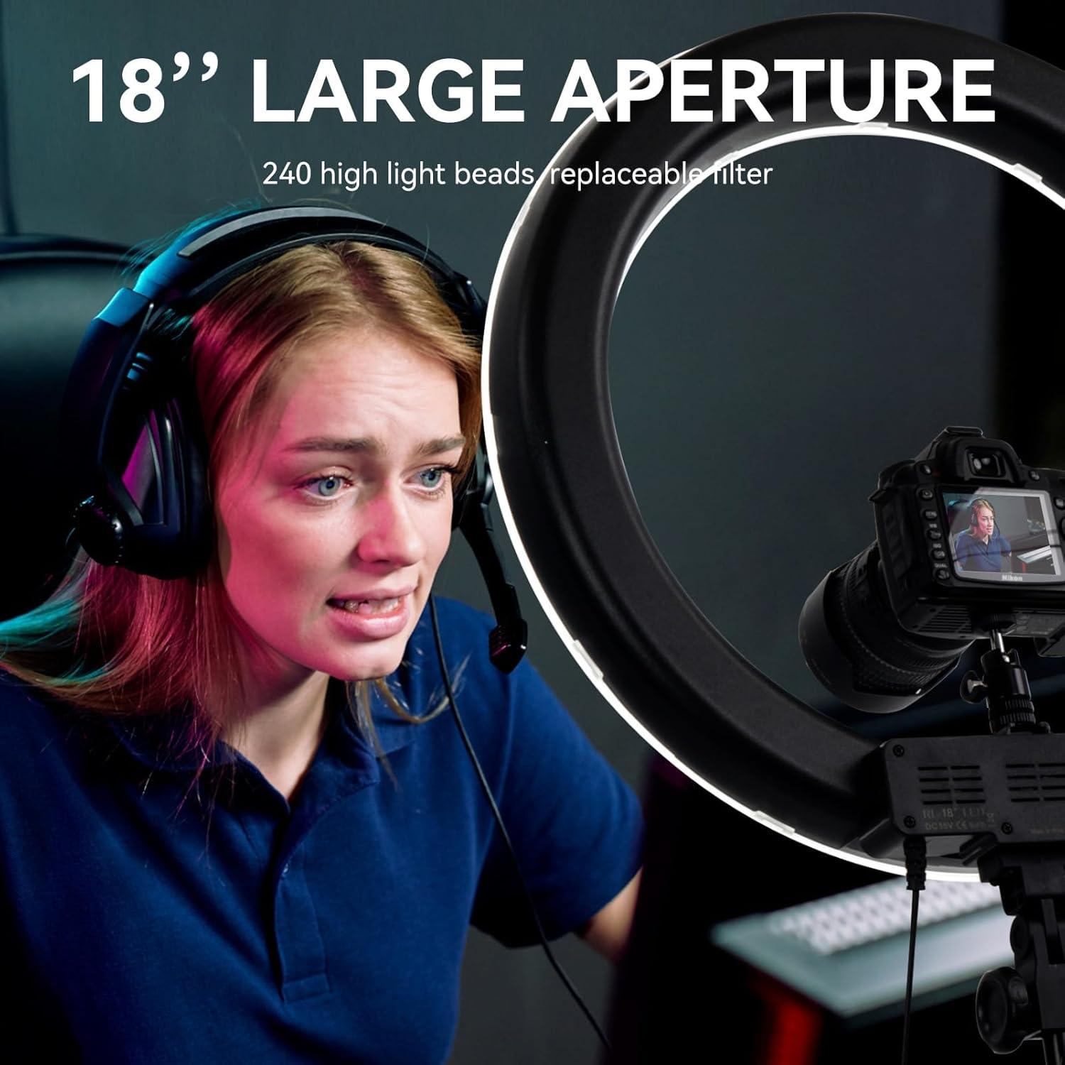 Kit de Luz de Anillo LED 45cm 55W 5500K con Soporte 180cm