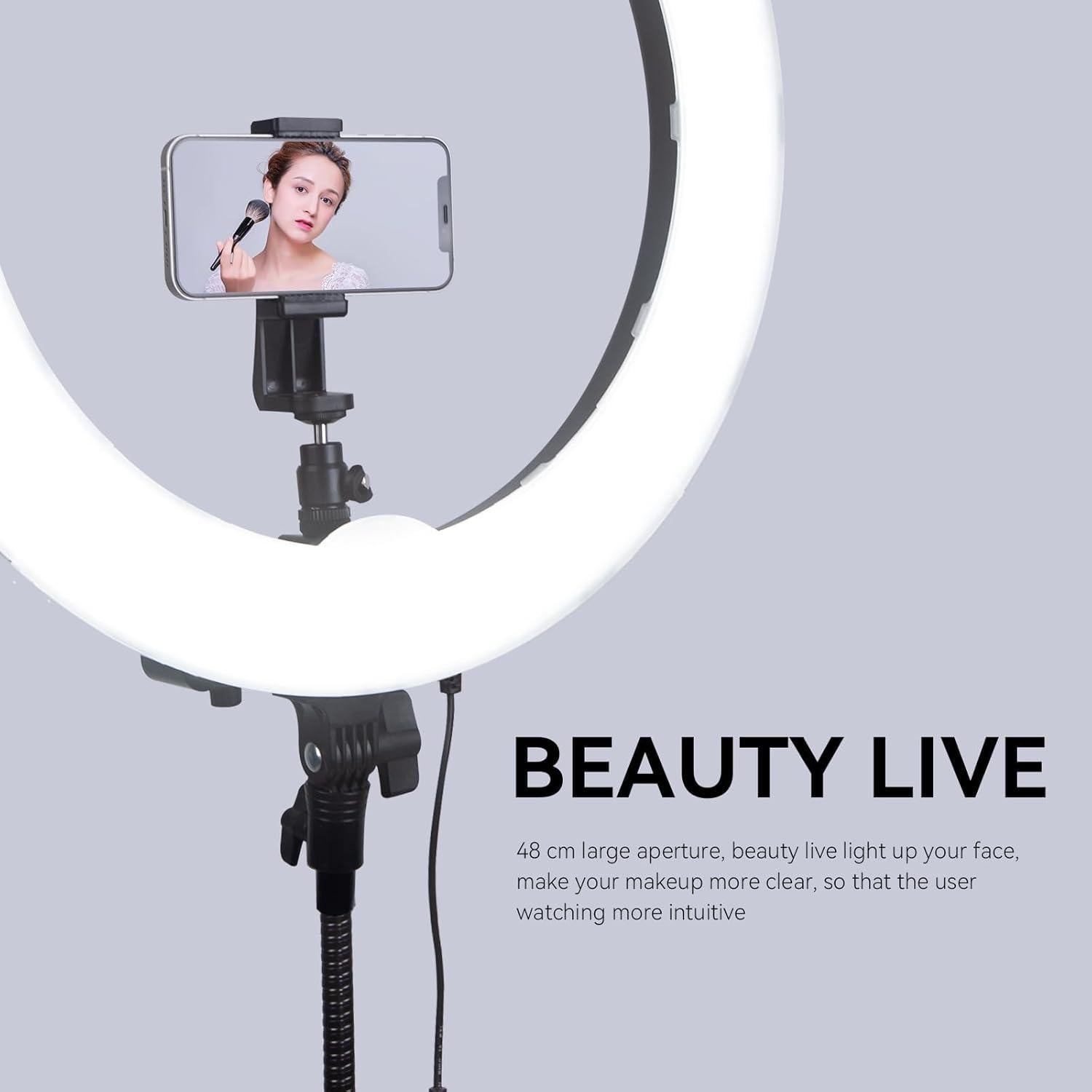 Kit de Luz de Anillo LED 45cm 55W 5500K con Soporte 180cm