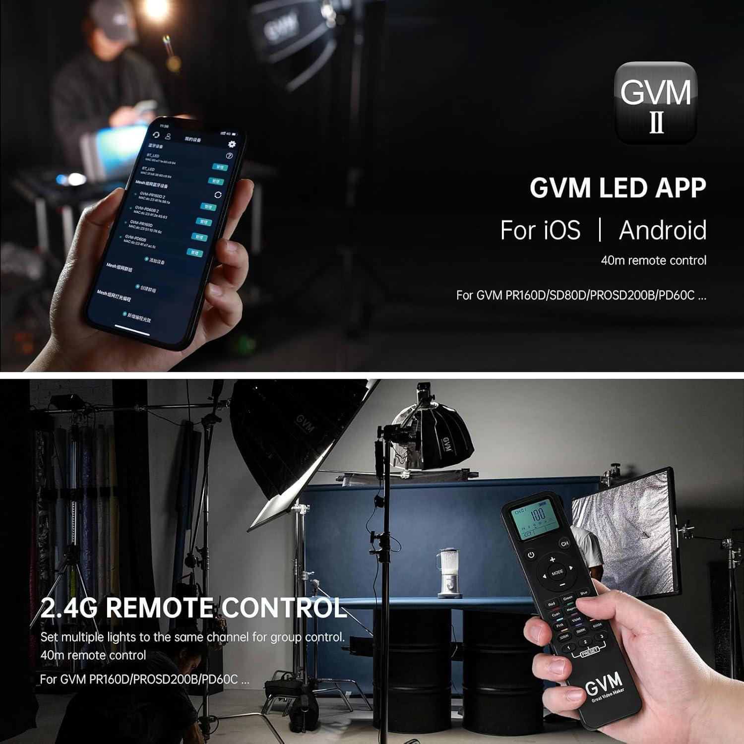 Luz de Video LED GVM 160W 5600K con Control Bluetooth