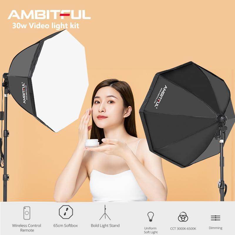 Kit de Iluminación Fotográfica Softbox AMBITFUL AL-50 con 2 Bombillas LED