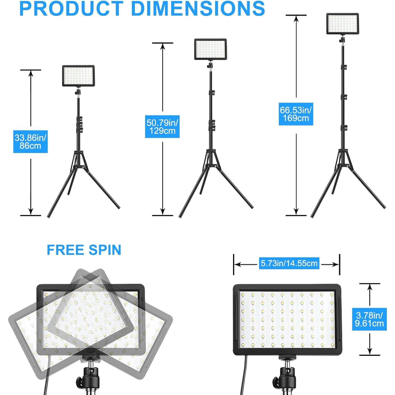 Kit de 2 luces LED Obeamiu con trípode 156 cm y filtros