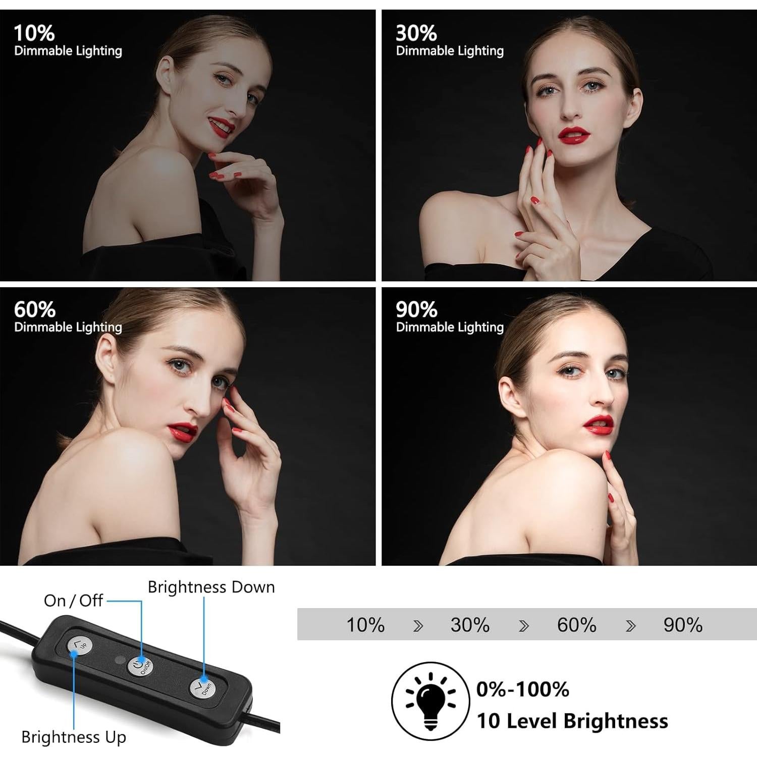 Kit de 2 luces LED Obeamiu con trípode 156 cm y filtros