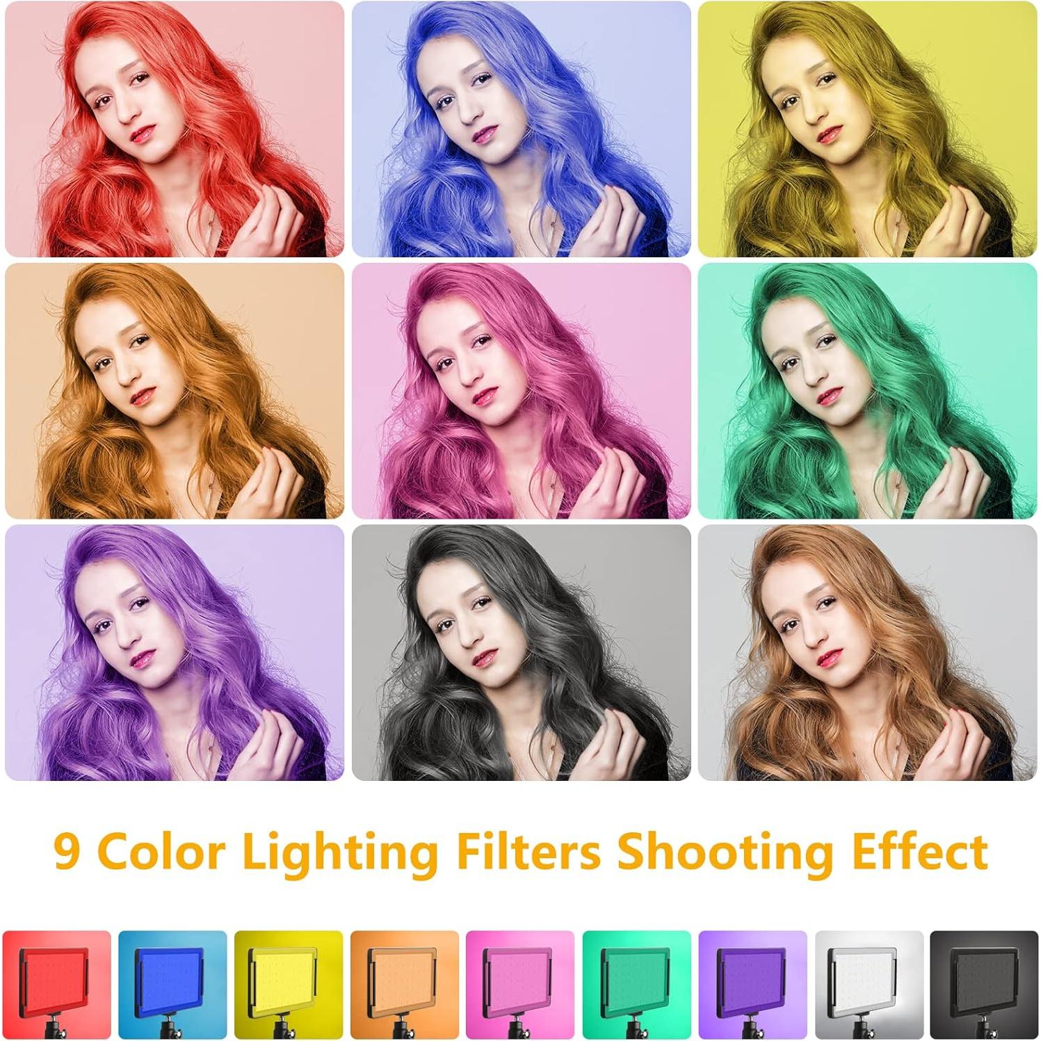 Kit de 2 luces LED Obeamiu con trípode 156 cm y filtros