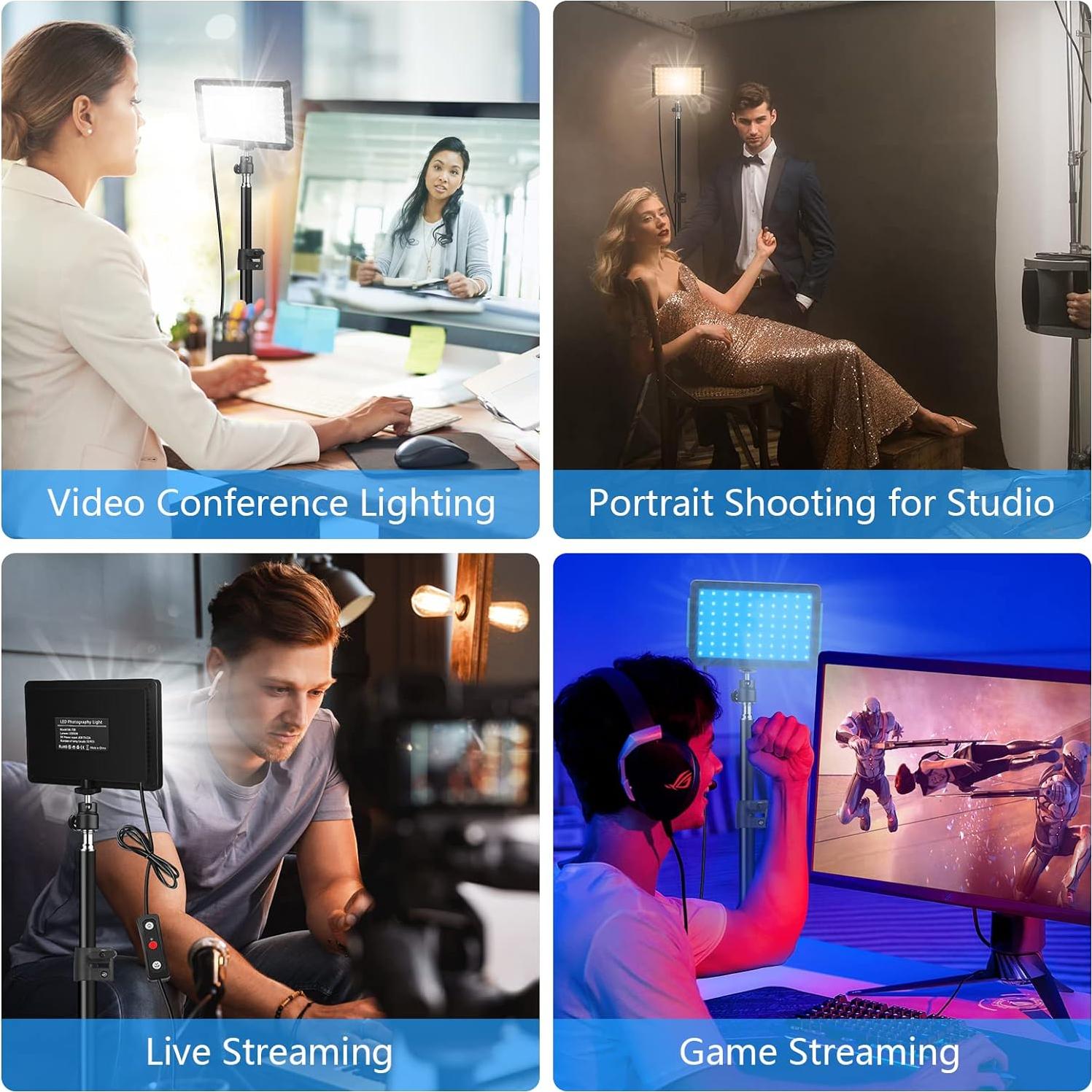 Kit de 2 luces LED Obeamiu con trípode 156 cm y filtros