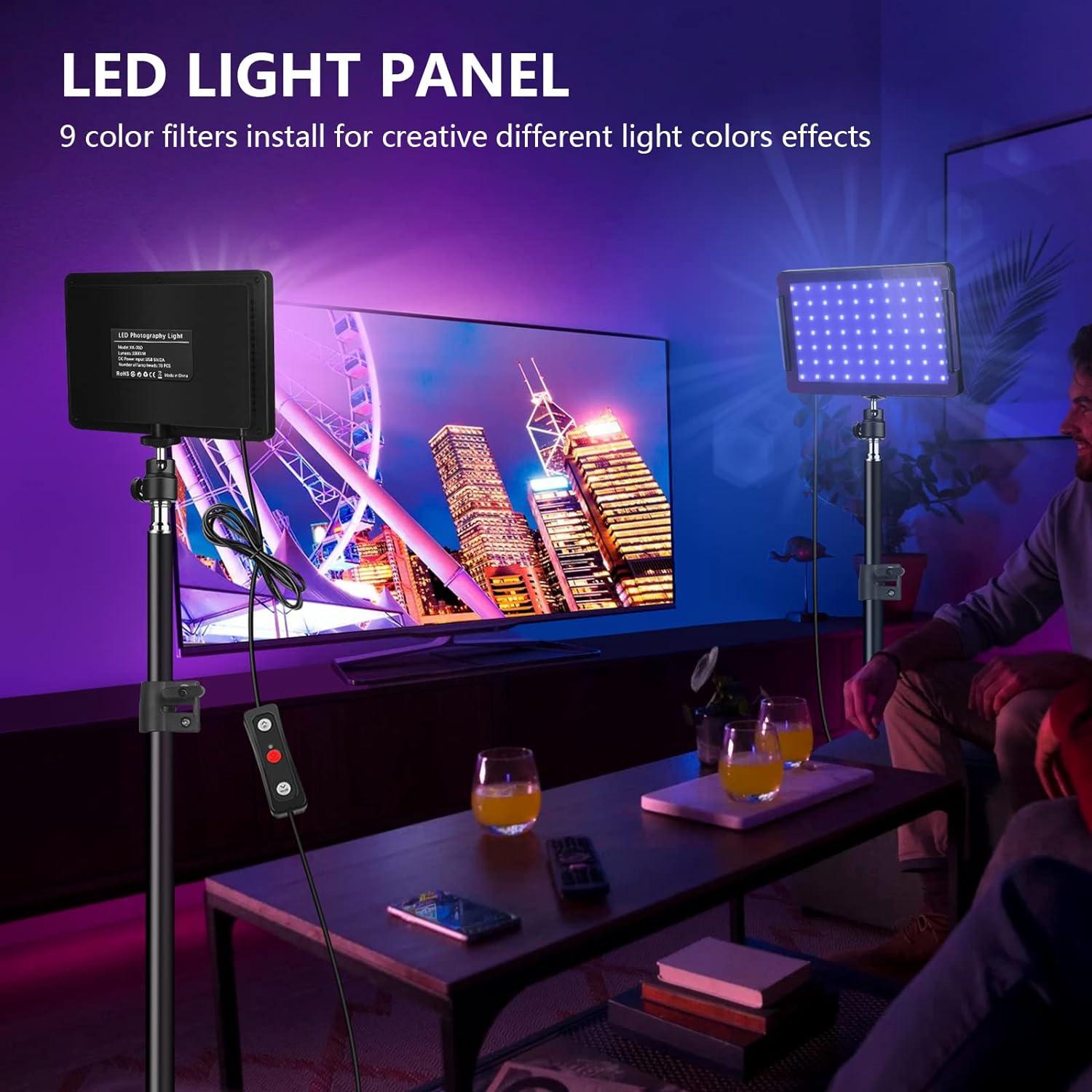 Kit de 2 luces LED Obeamiu con trípode 156 cm y filtros