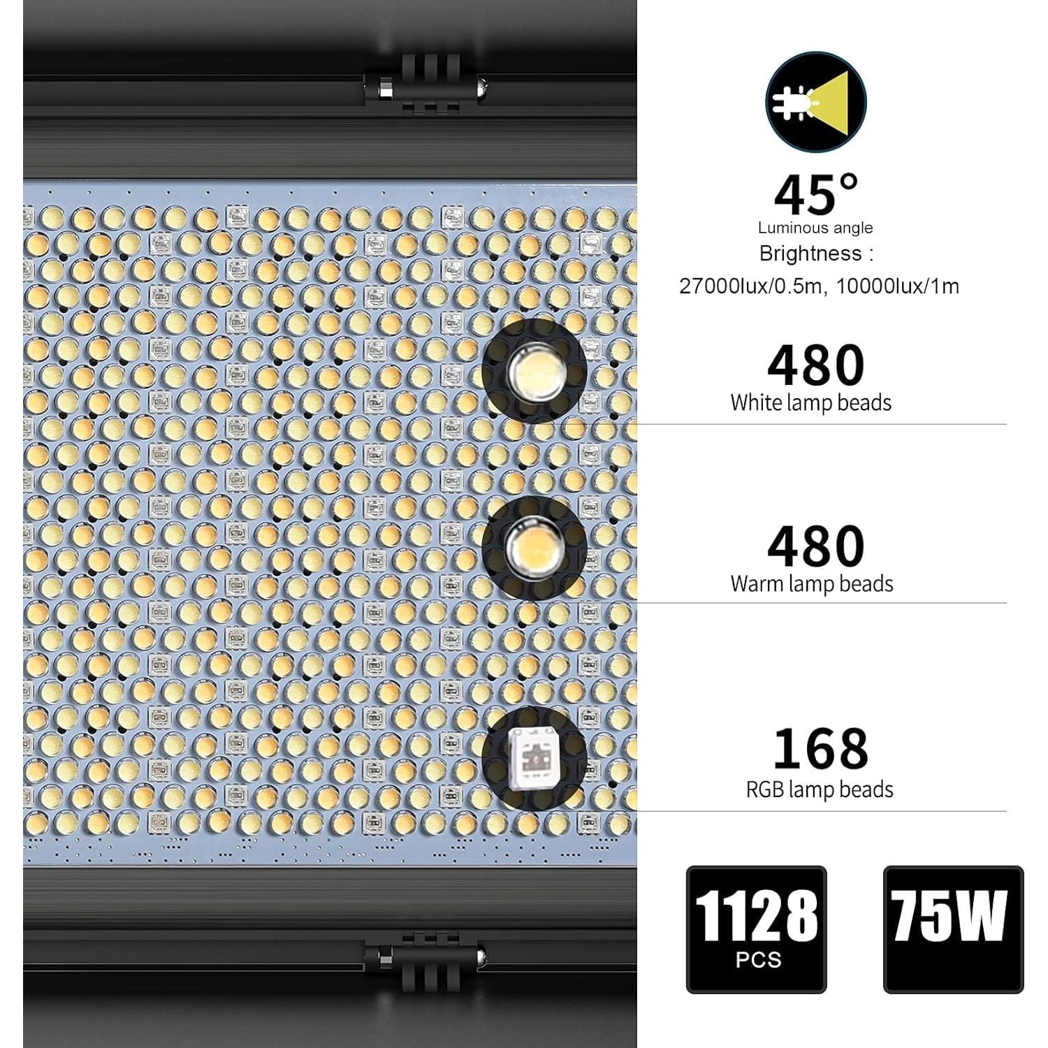Kit de Iluminación LED RGB GVM 1500D 75W con Control Bluetooth